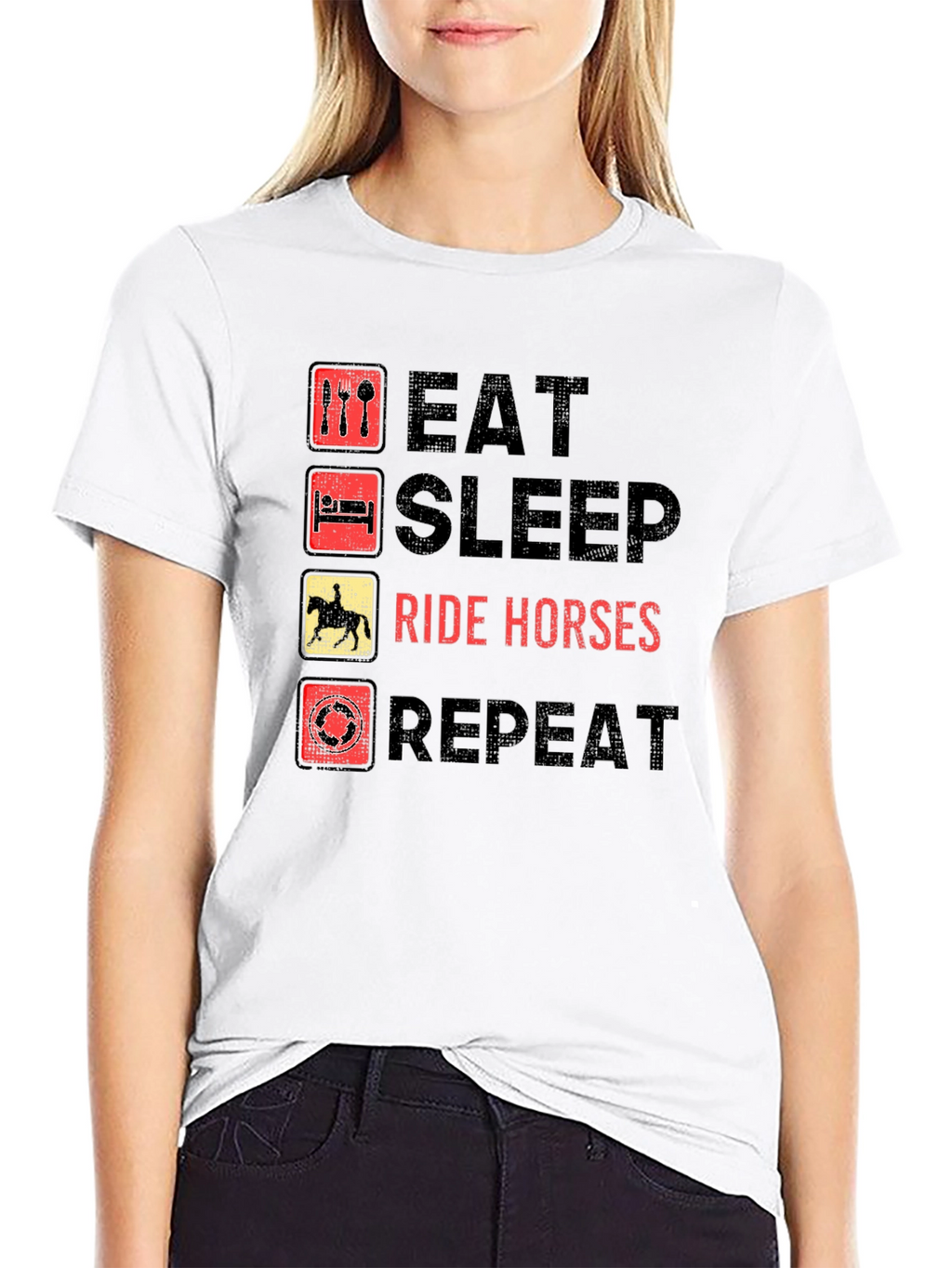 Eat Sleep Ride Horses Repeat Black T-Shirt
