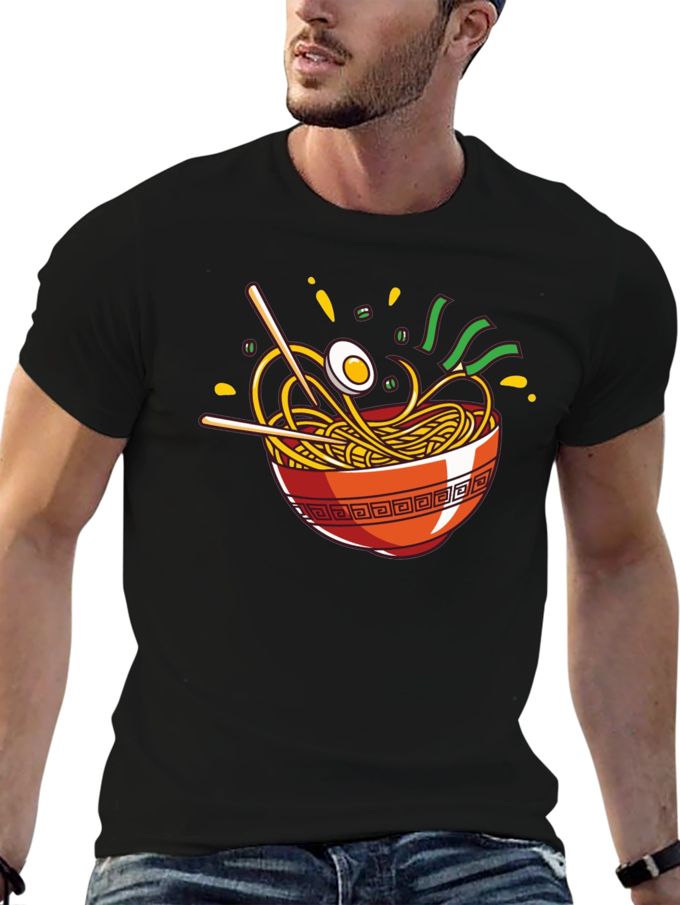 Ramen Bowl Graphic T-Shirt - Casual Crew Neck Tee