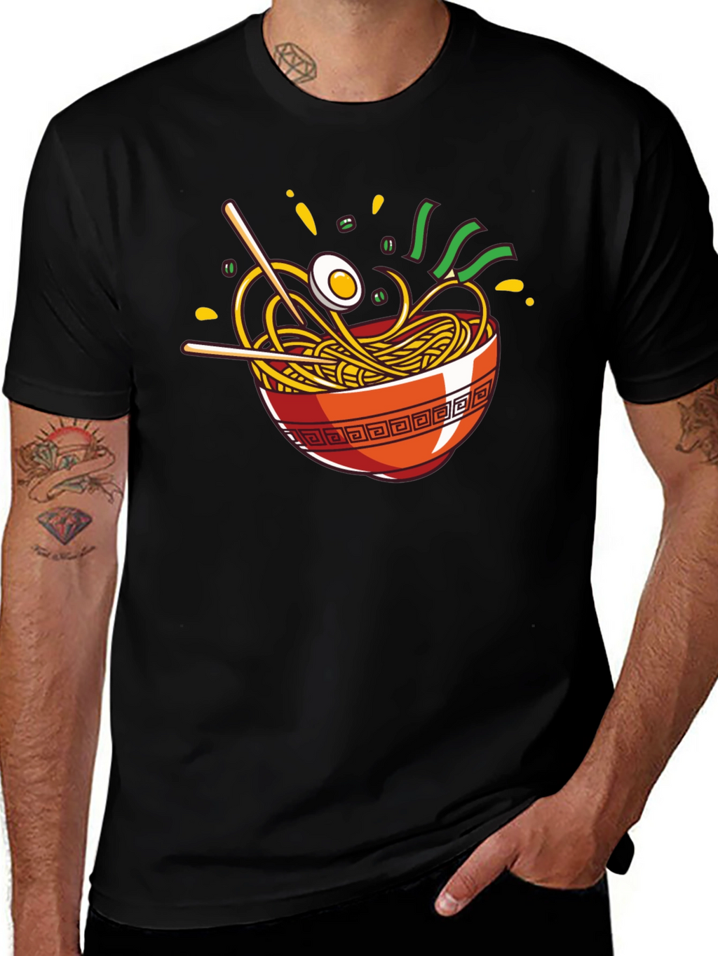 Ramen Bowl Graphic T-Shirt - Casual Crew Neck Tee
