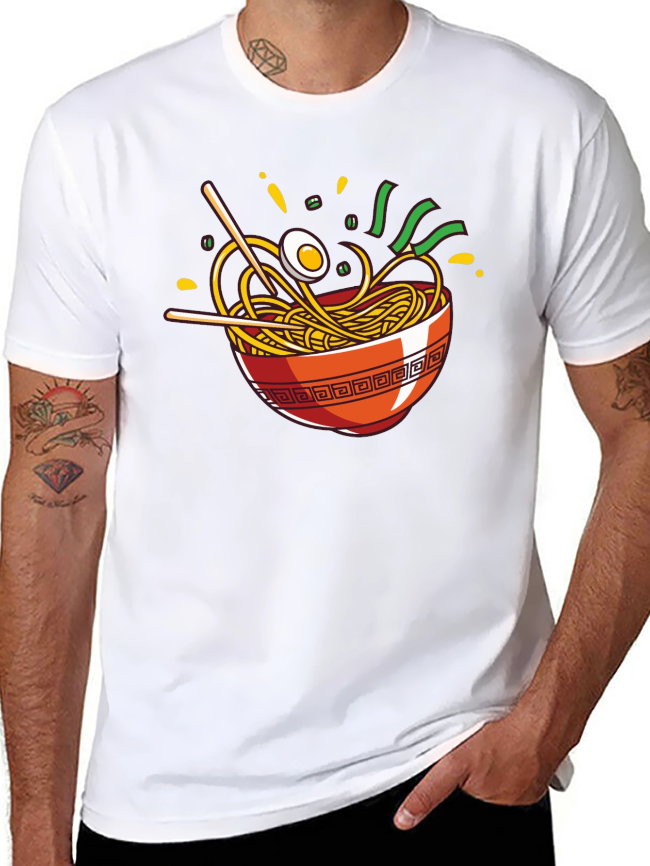 Ramen Bowl Graphic T-Shirt - Casual Crew Neck Tee