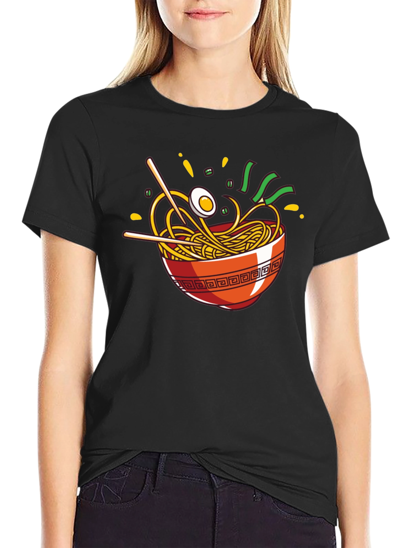 Ramen Bowl Graphic T-Shirt - Casual Crew Neck Tee