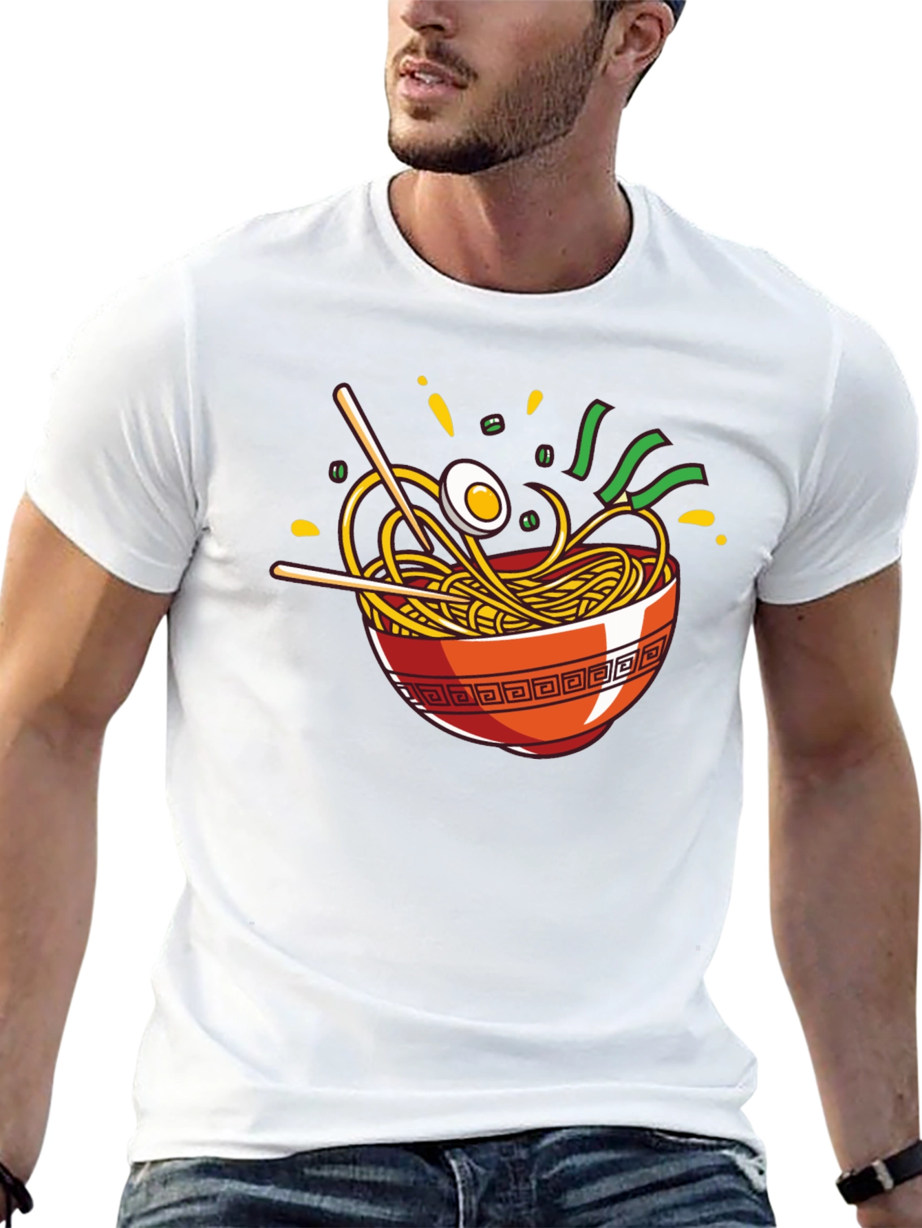 Ramen Bowl Graphic T-Shirt - Casual Crew Neck Tee