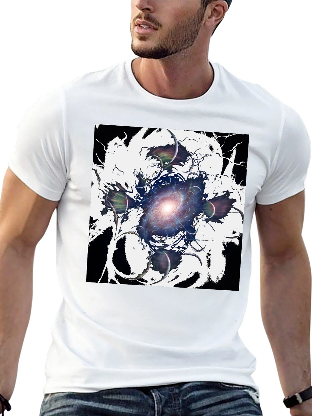 Cosmic Galaxy Graphic Tee - Black