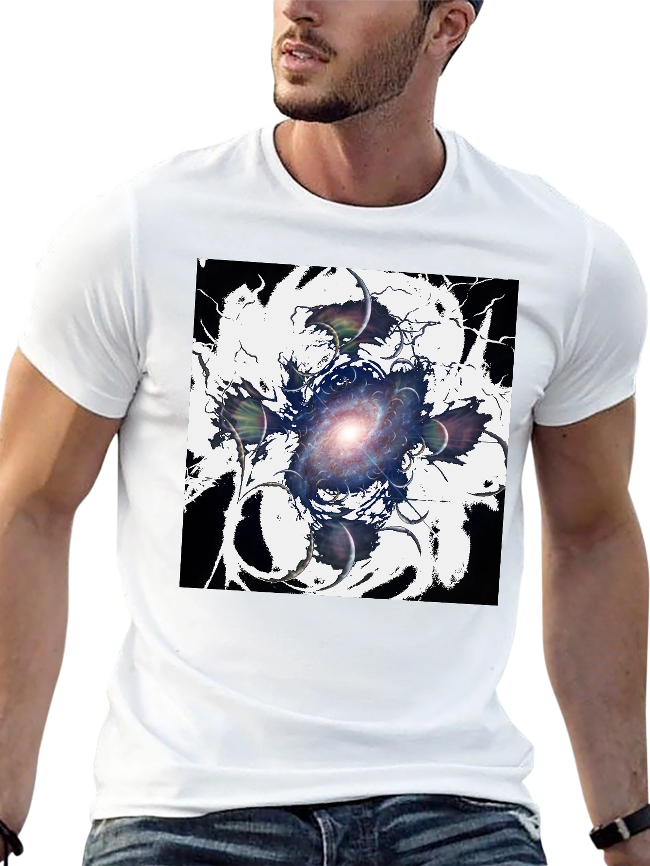Cosmic Galaxy Graphic Tee - Black