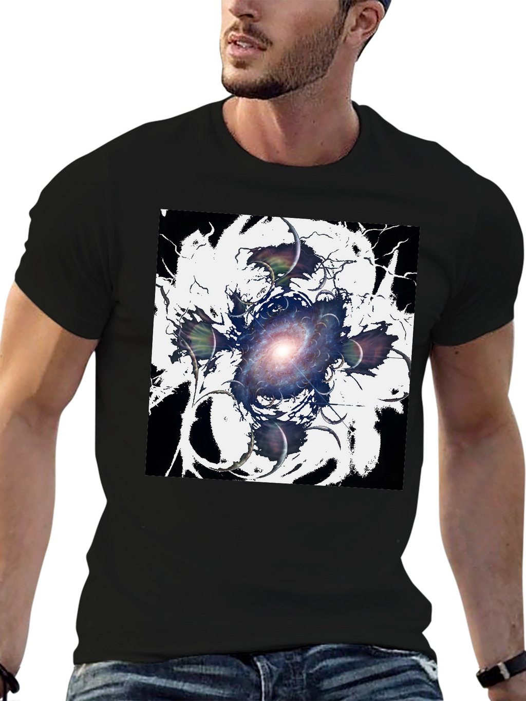 Cosmic Galaxy Graphic Tee - Black