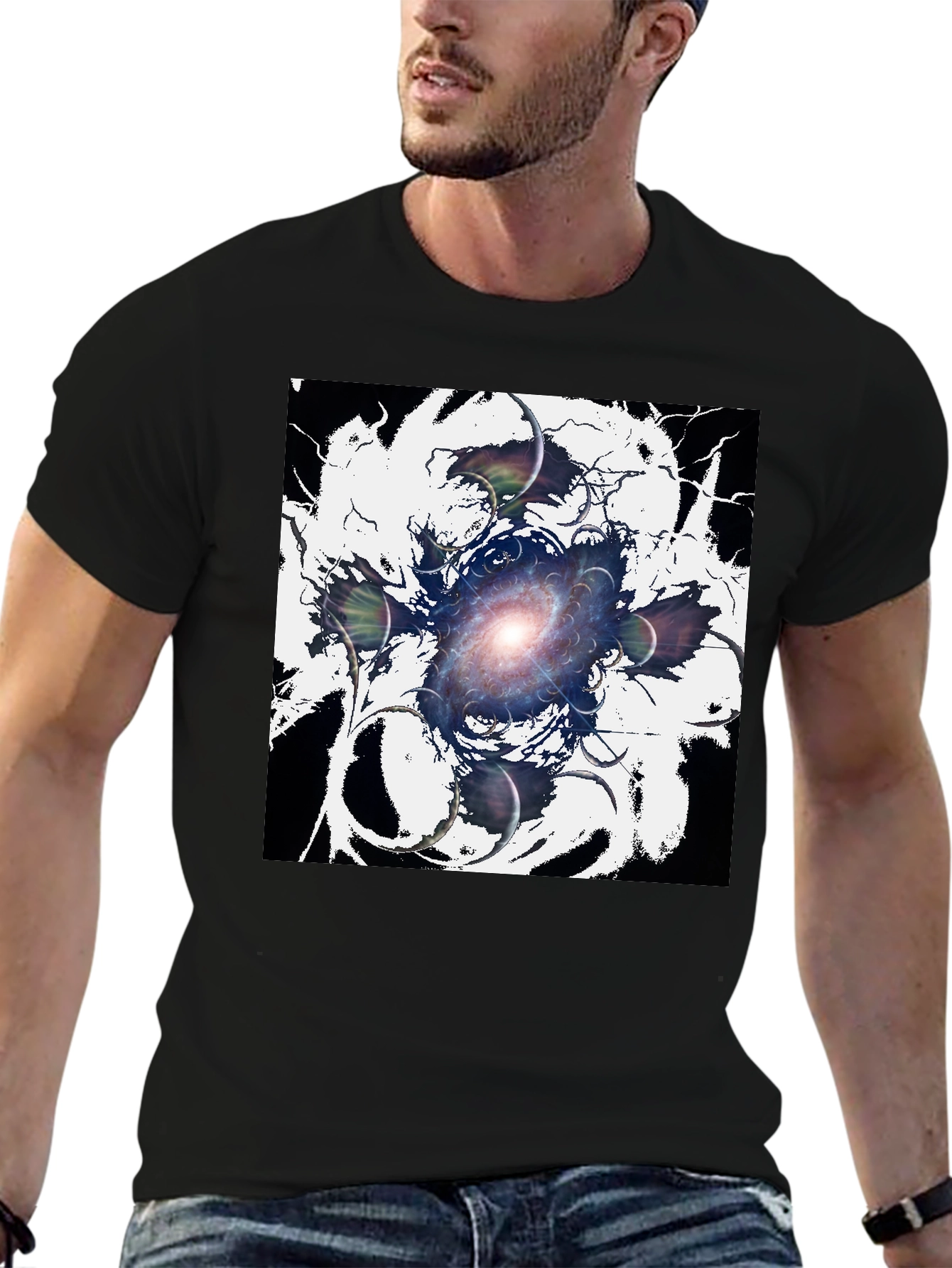Cosmic Galaxy Graphic Tee - Black