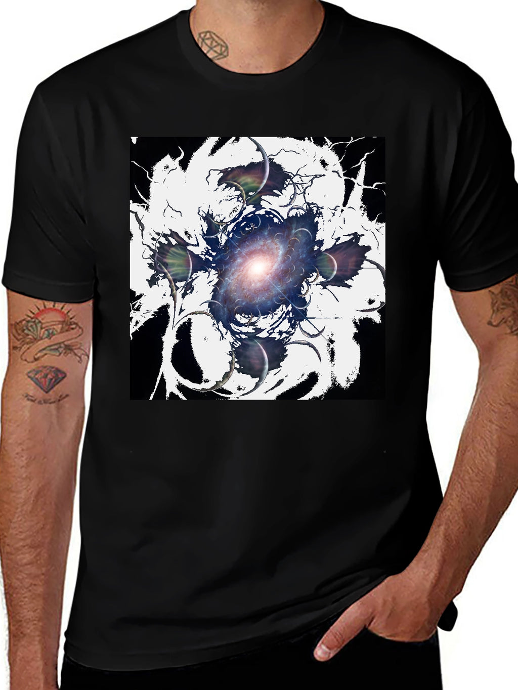 Cosmic Galaxy Graphic Tee - Black
