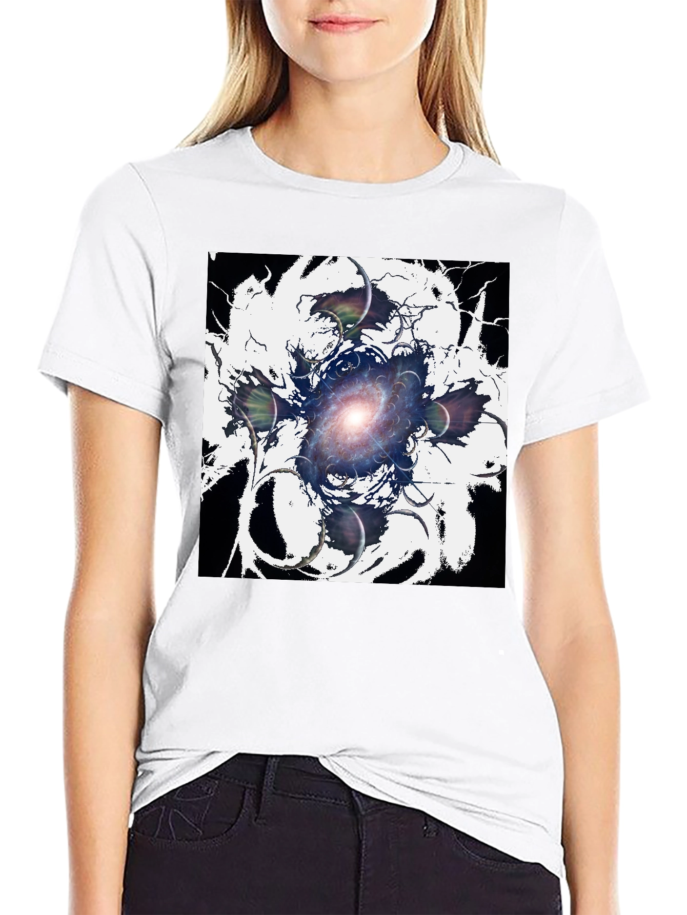 Cosmic Galaxy Graphic Tee - Black