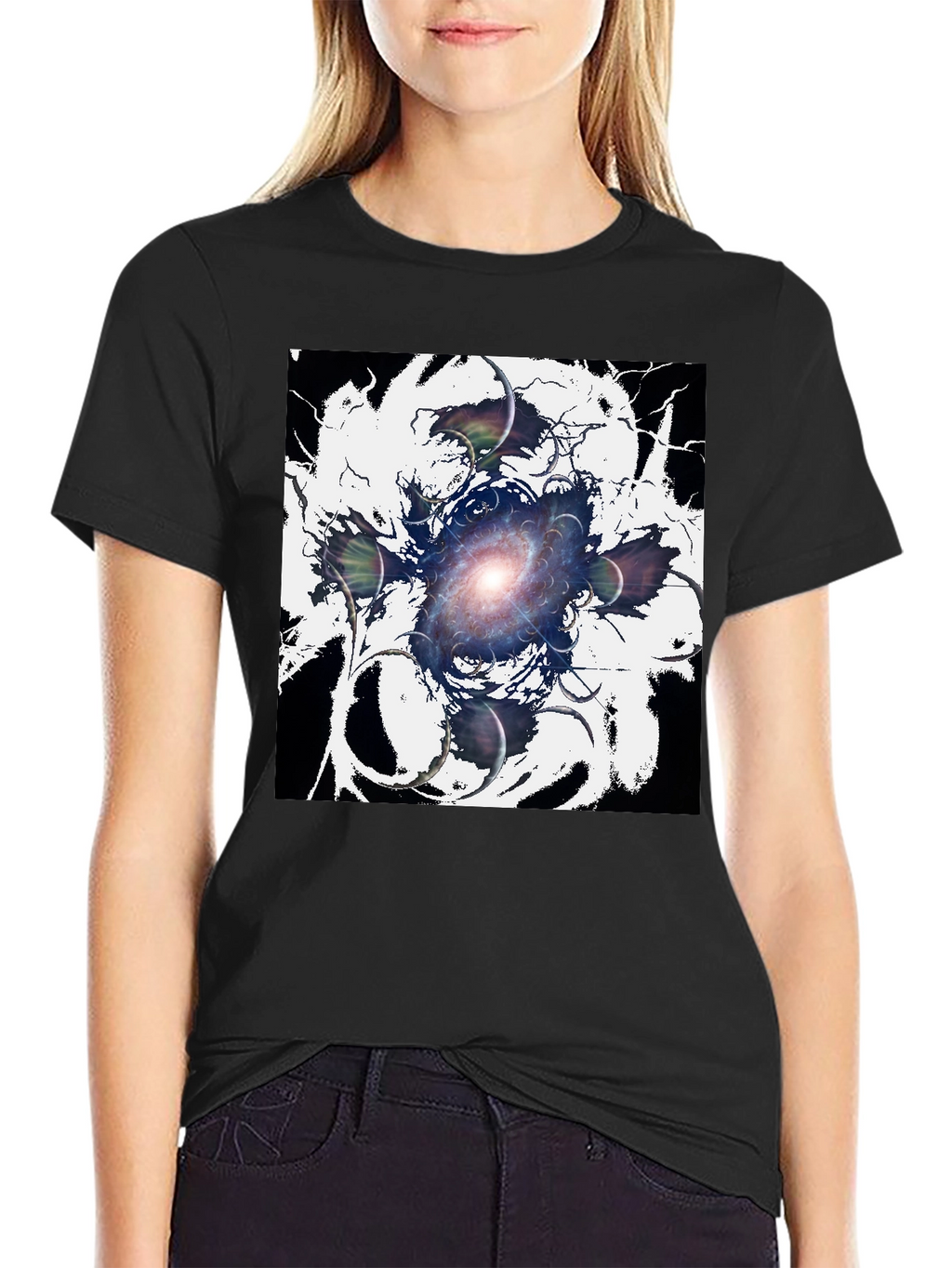 Cosmic Galaxy Graphic Tee - Black
