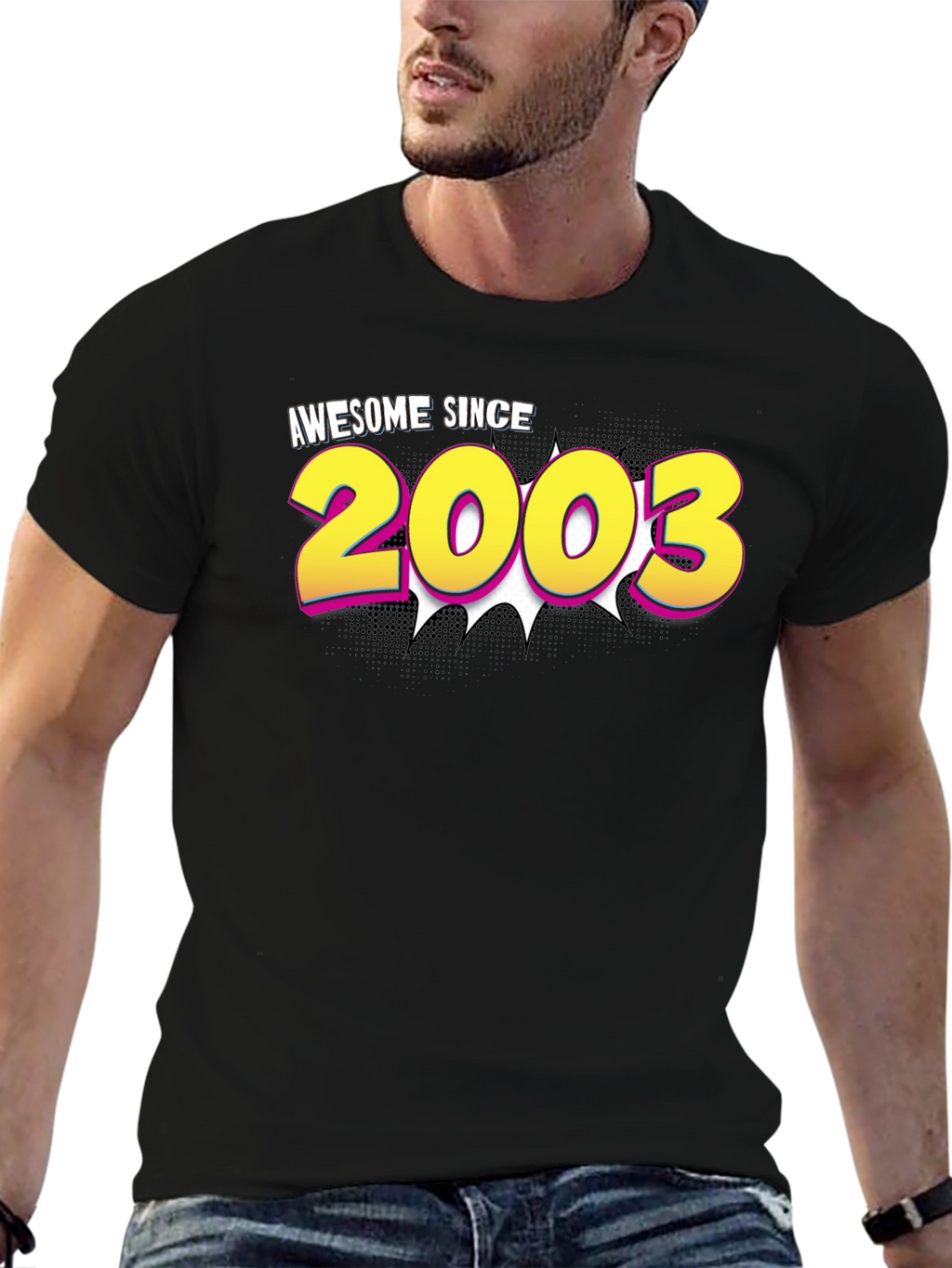 Awesome Since 2003 Graphic Tee - Black Cotton Blend