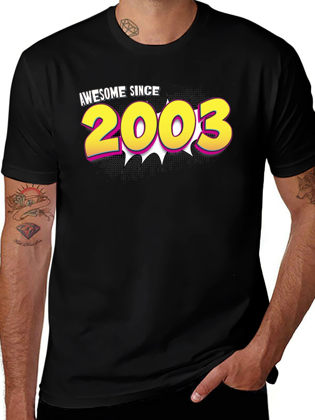 Awesome Since 2003 Graphic Tee - Black Cotton Blend