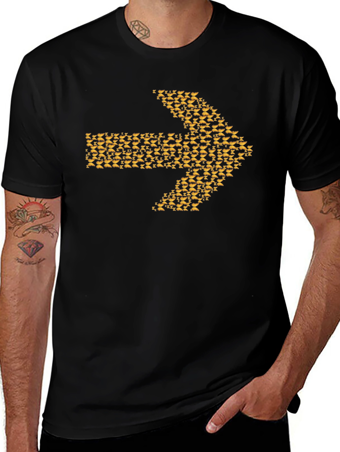 Arrow Graphic Tee - Black Cotton Blend Casual Wear