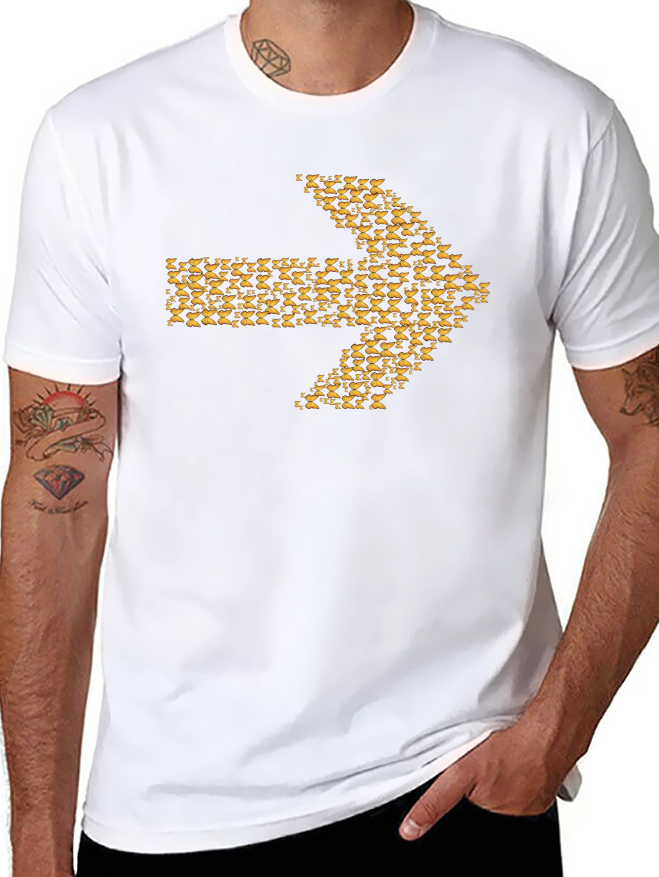Arrow Graphic Tee - Black Cotton Blend Casual Wear