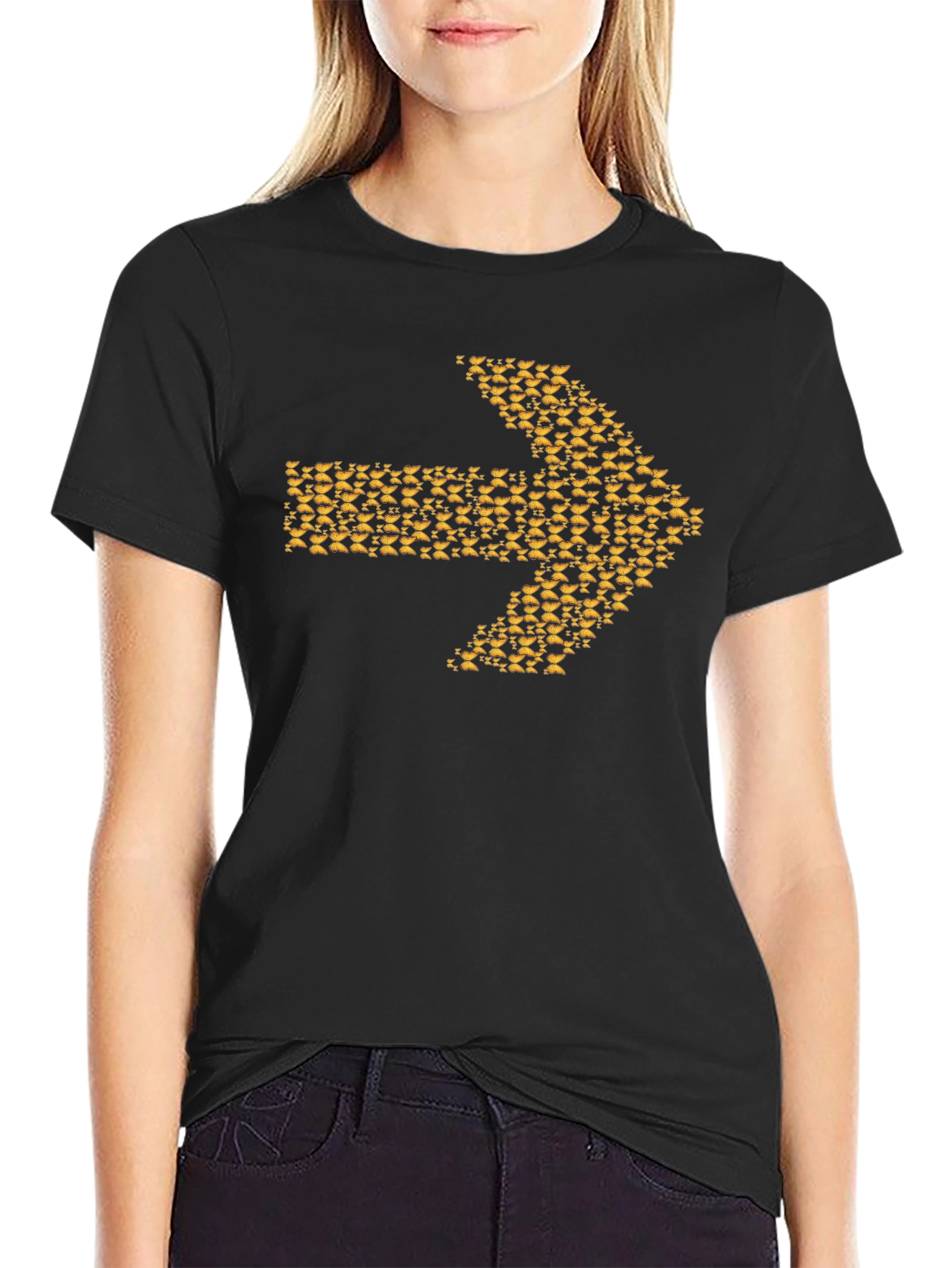 Arrow Graphic Tee - Black Cotton Blend Casual Wear