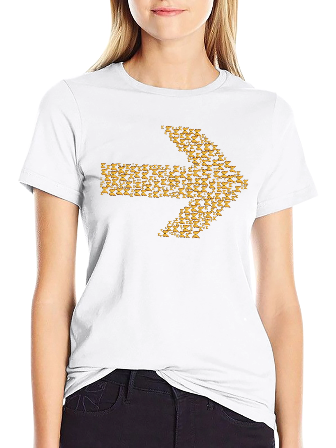Arrow Graphic Tee - Black Cotton Blend Casual Wear