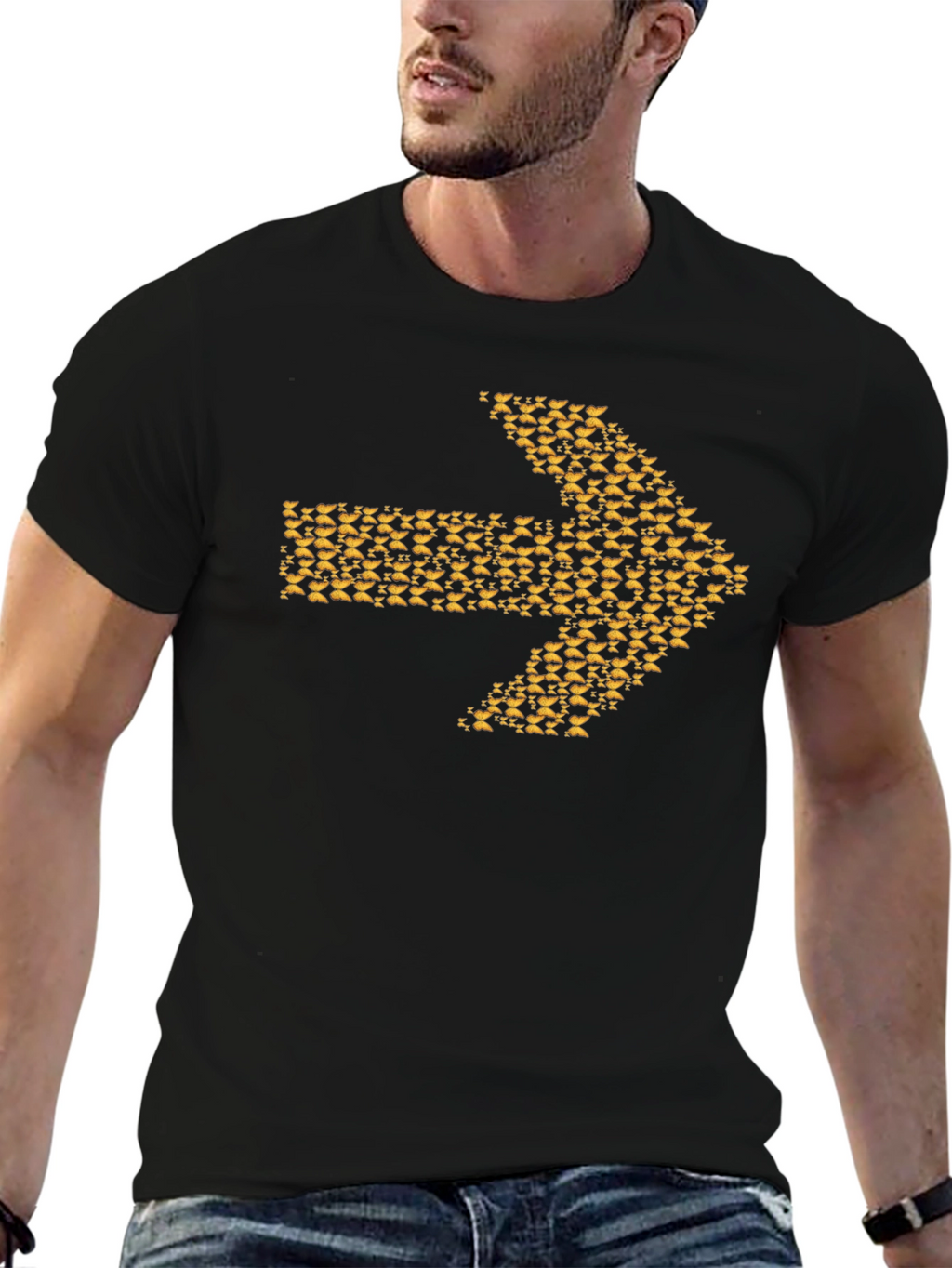 Arrow Graphic Tee - Black Cotton Blend Casual Wear