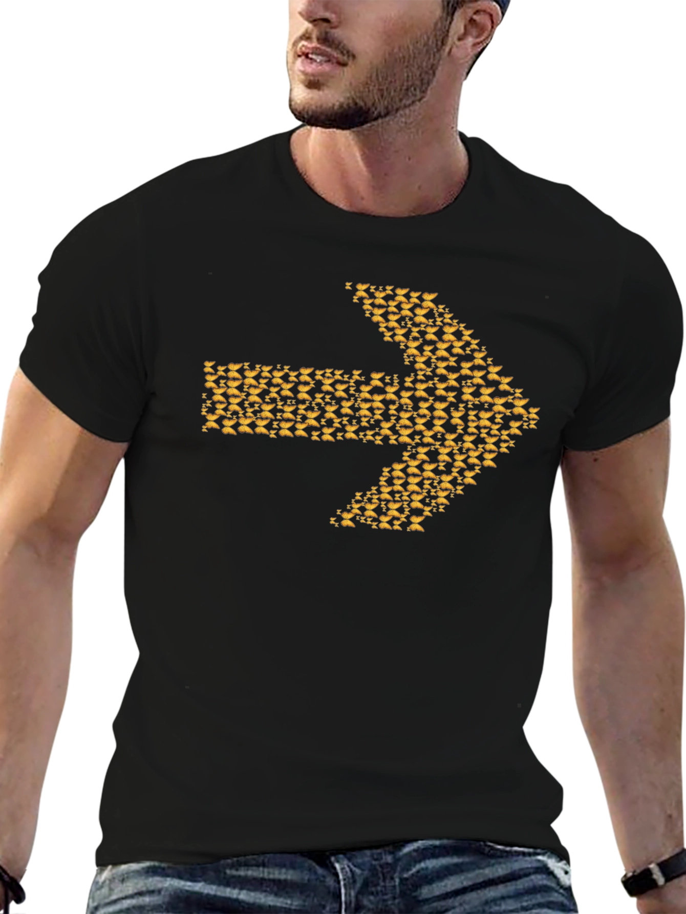 Arrow Graphic Tee - Black Cotton Blend Casual Wear