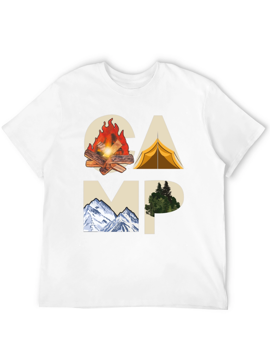 Camping Adventure Graphic Tee - Black Cotton T-Shirt