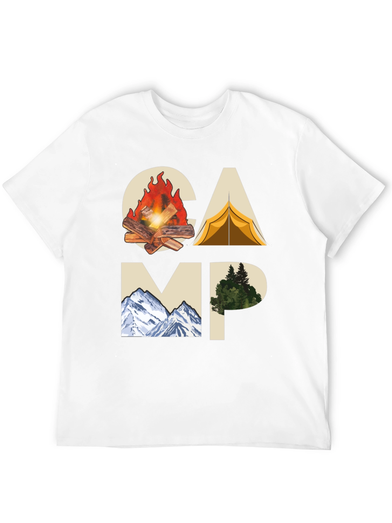 Camping Adventure Graphic Tee - Black Cotton T-Shirt