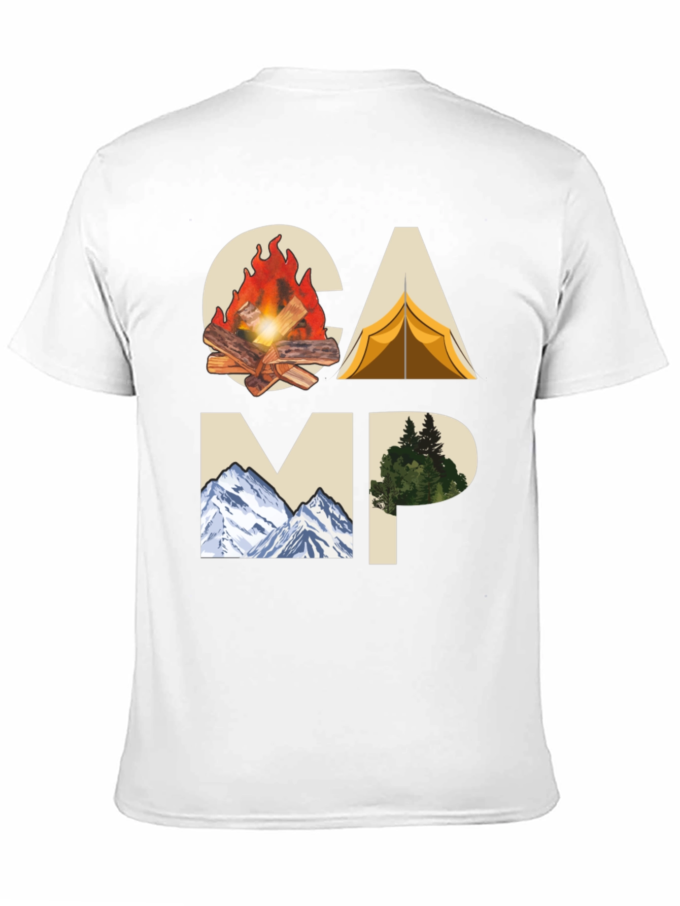 Camping Adventure Graphic Tee - Black Cotton T-Shirt