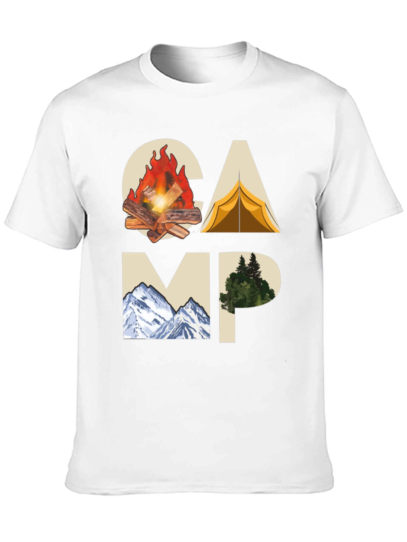 Camping Adventure Graphic Tee - Black Cotton T-Shirt