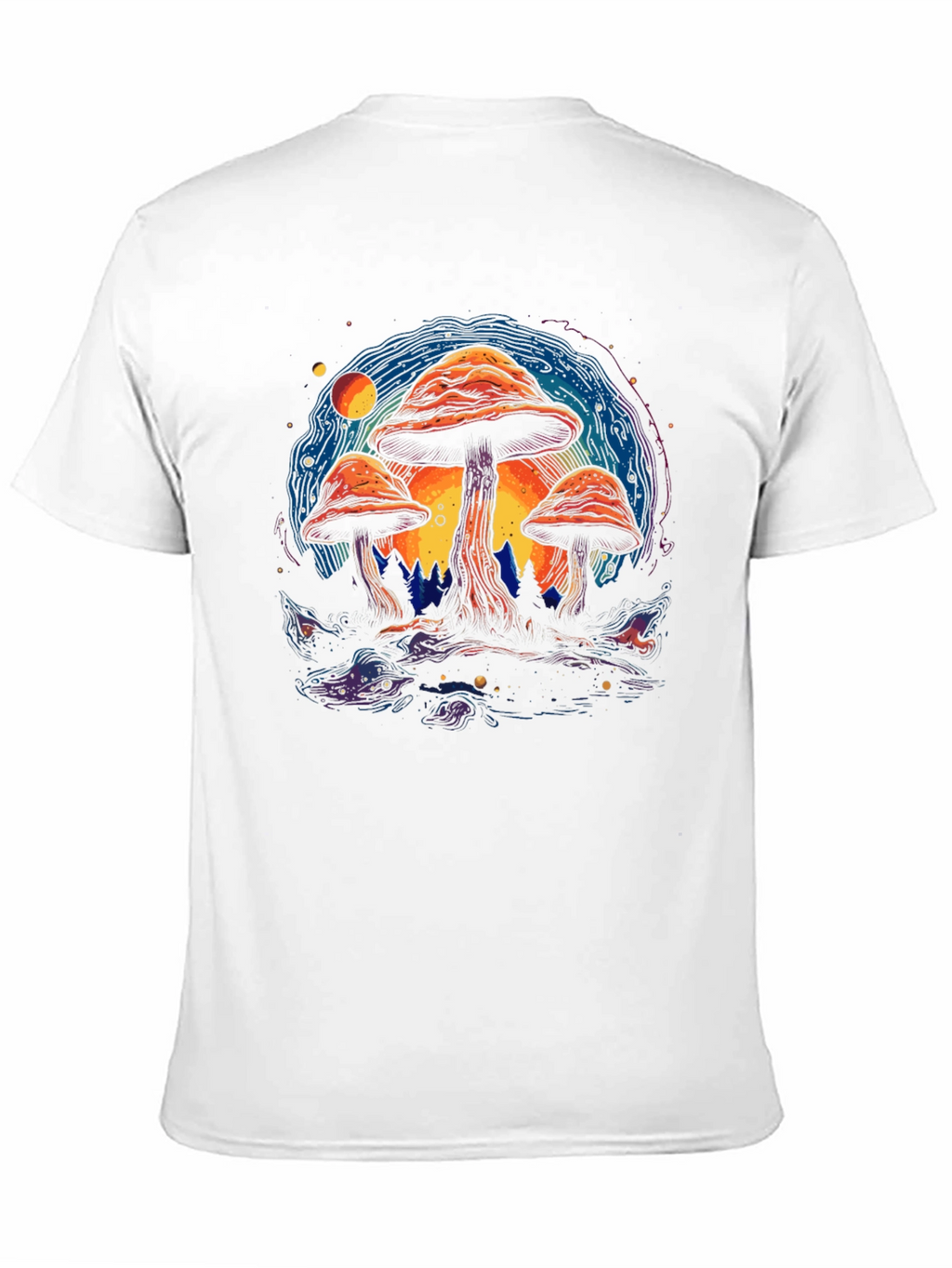 Psychedelic Mushroom Graphic Tee - Black Cotton T-Shirt