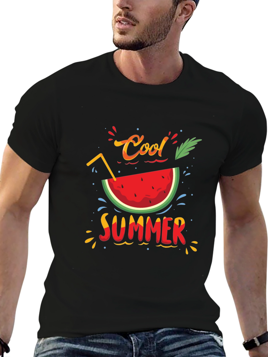 Cool Summer Graphic T-Shirt - Black