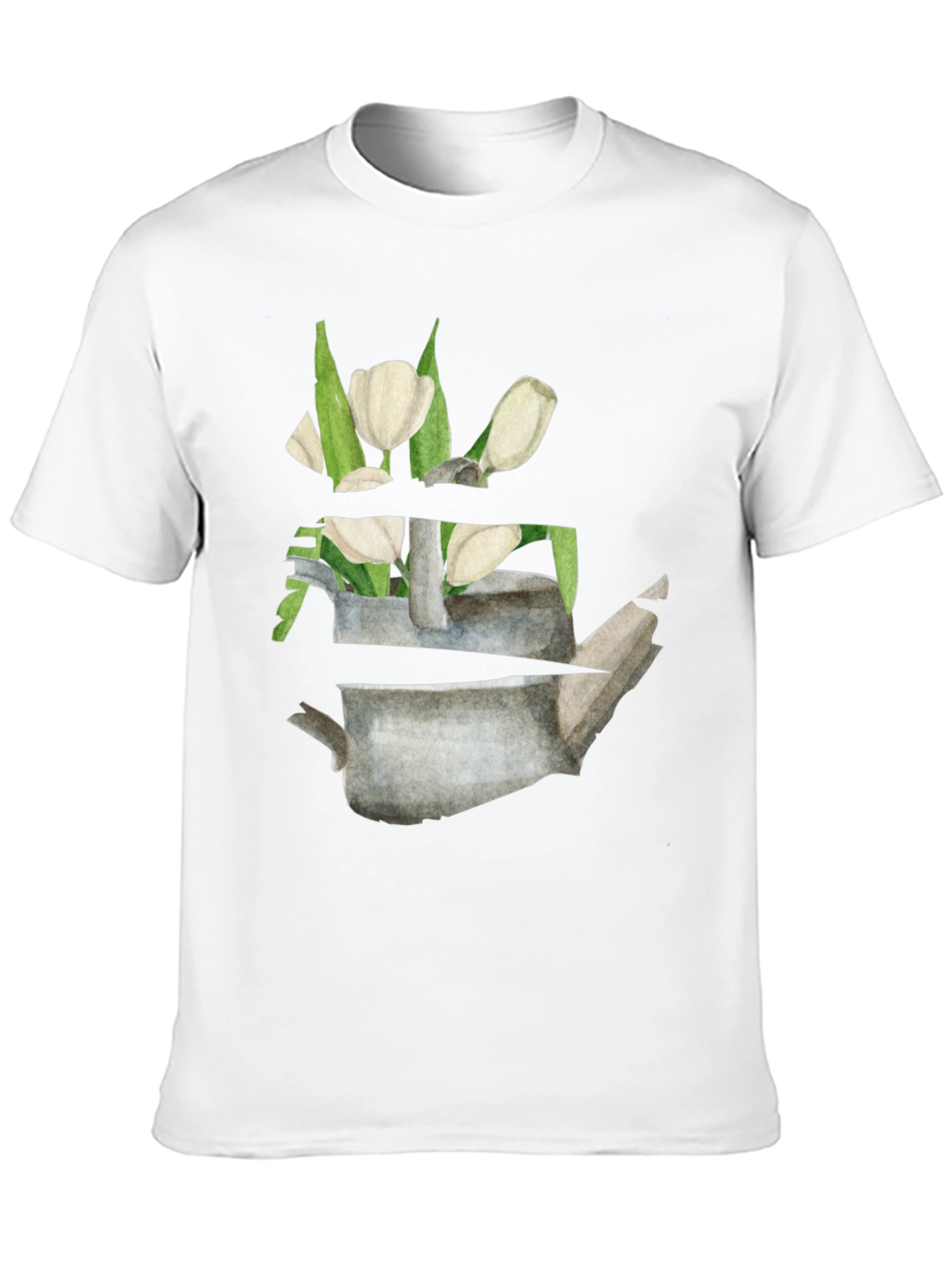 Floral Teapot Graphic Tee - Black Cotton Casual Shirt