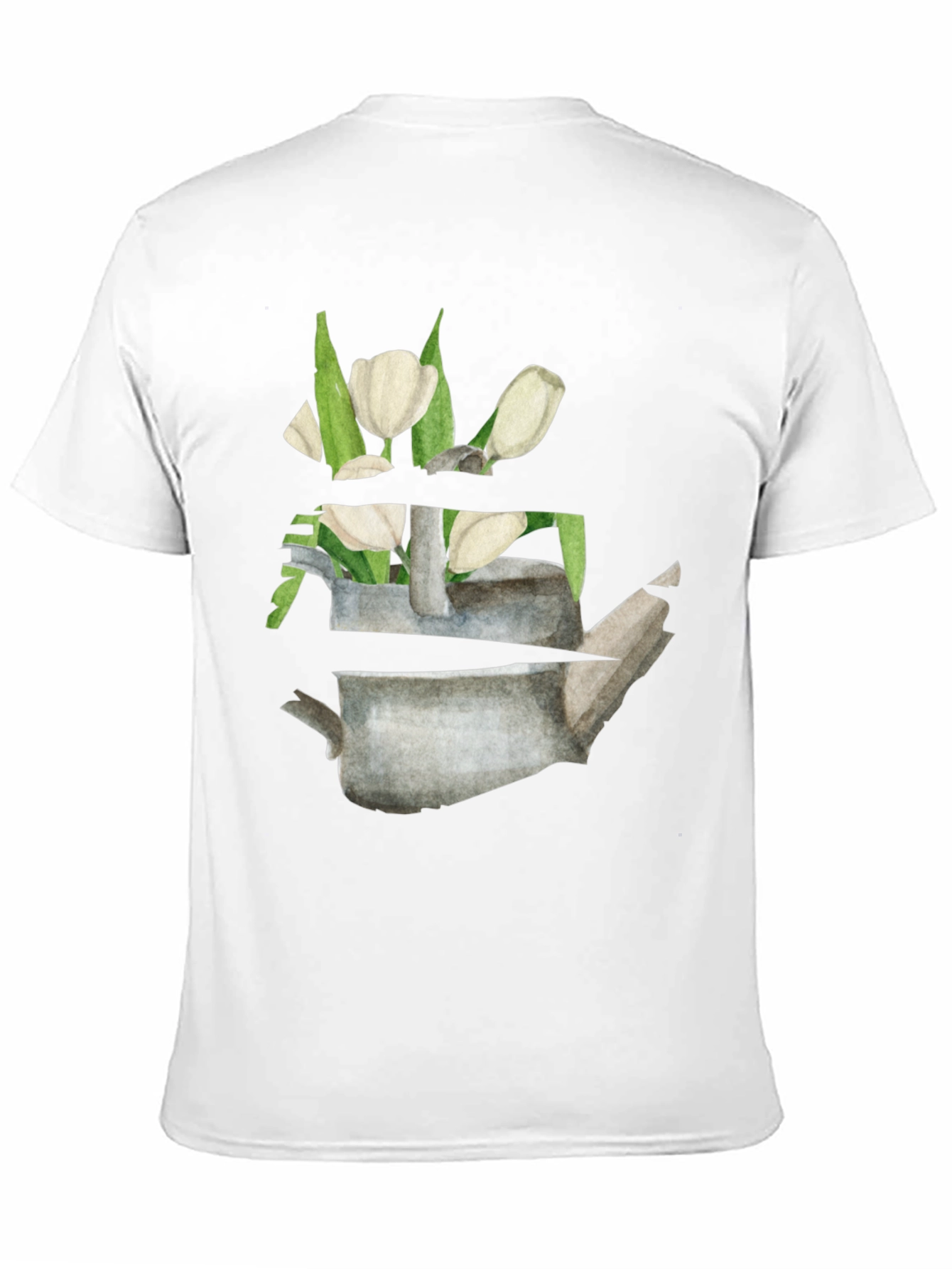 Floral Teapot Graphic Tee - Black Cotton Casual Shirt