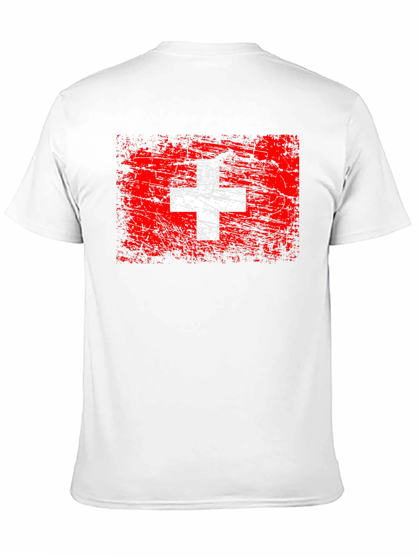 Switzerland Flag Graphic Tee - Black Cotton T-Shirt