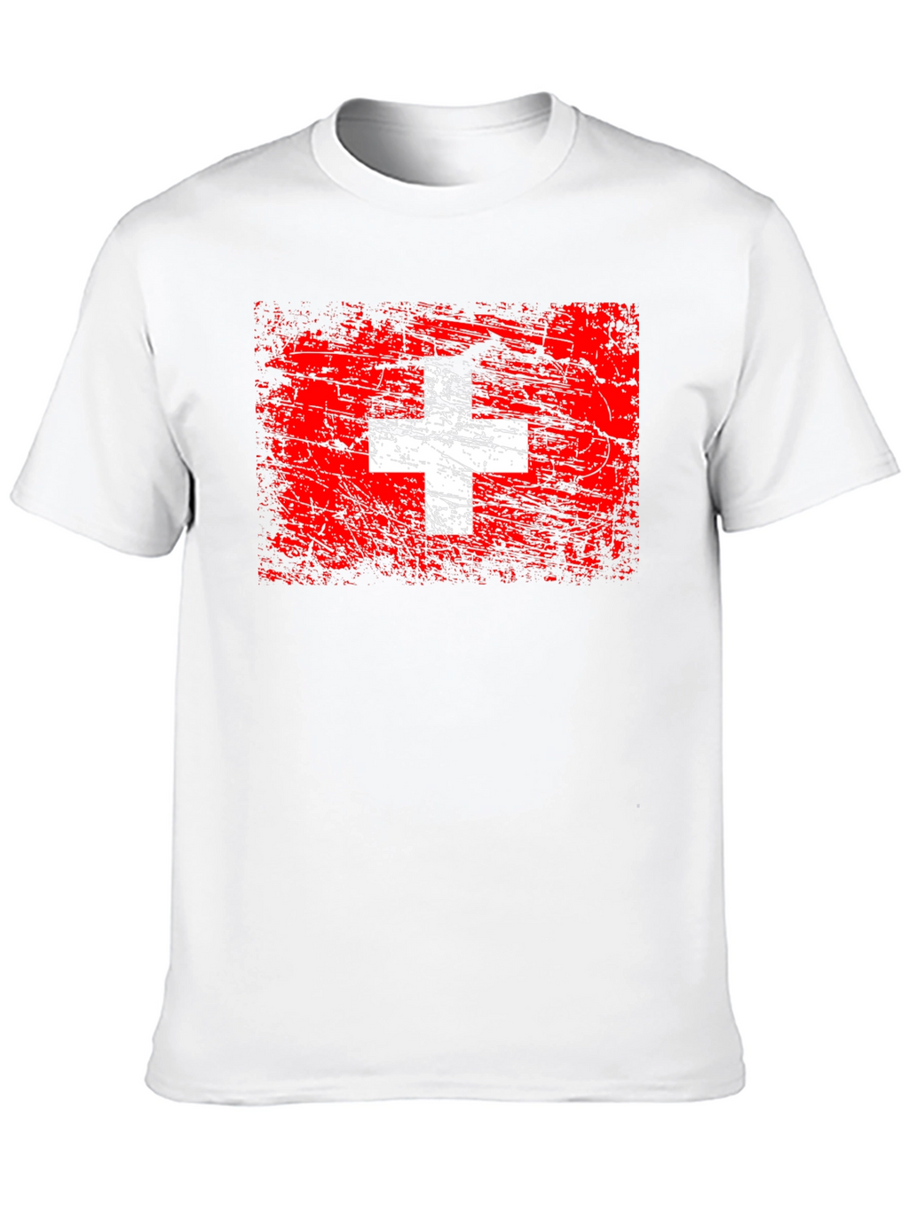 Switzerland Flag Graphic Tee - Black Cotton T-Shirt