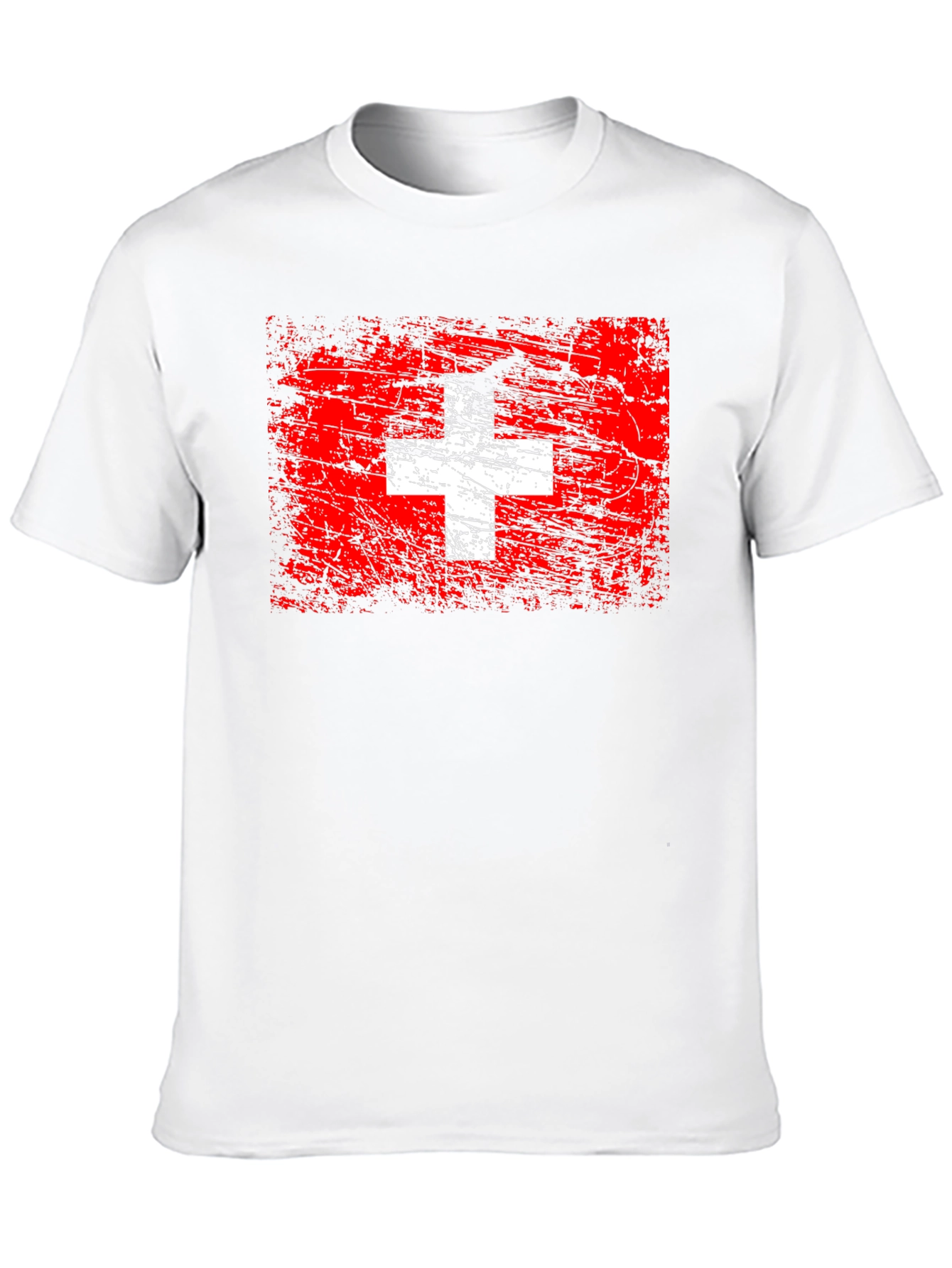 Switzerland Flag Graphic Tee - Black Cotton T-Shirt