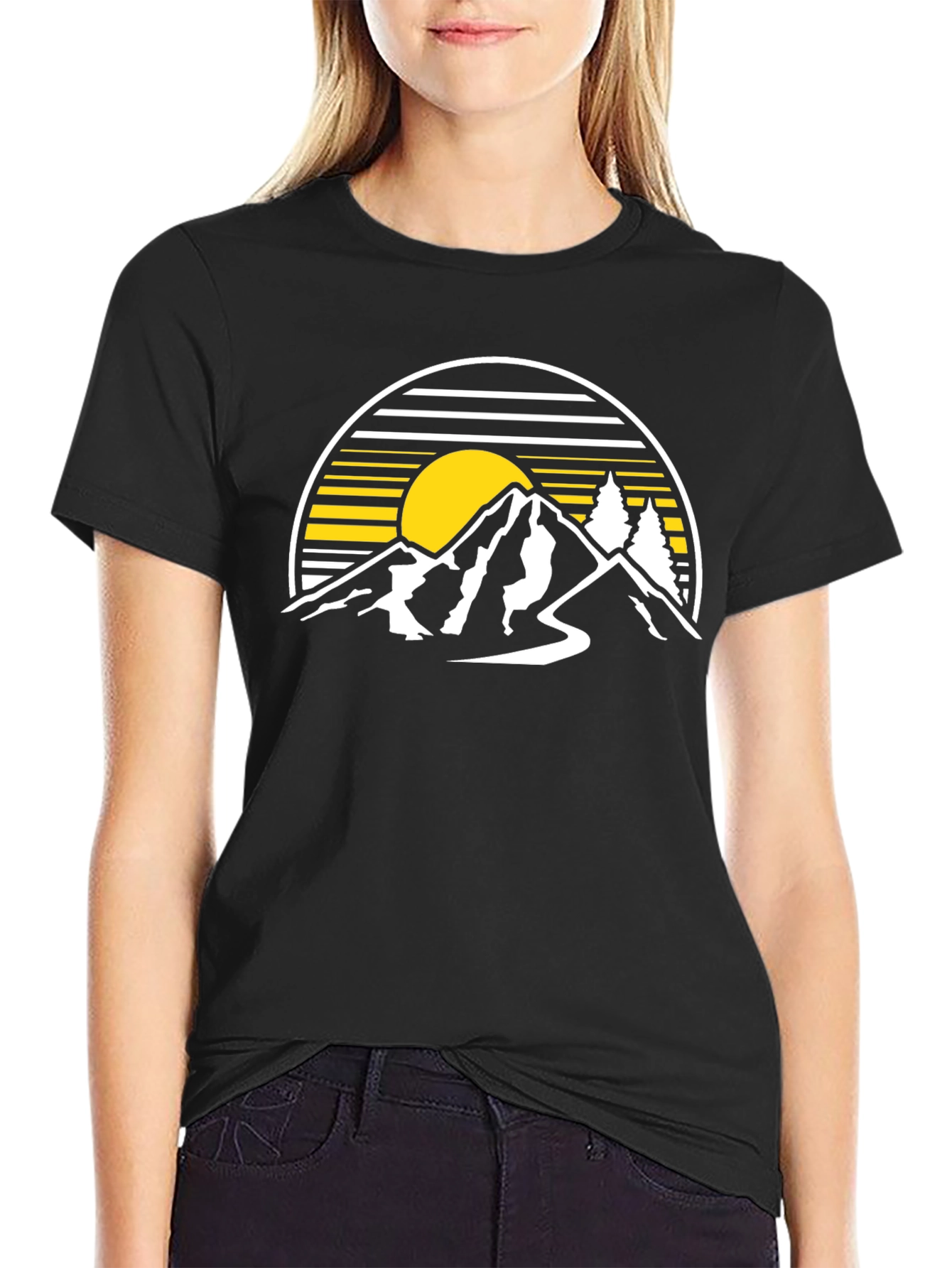 Mountain Sunset Graphic Tee - Black