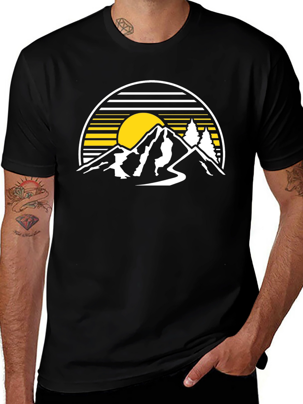 Mountain Sunset Graphic Tee - Black