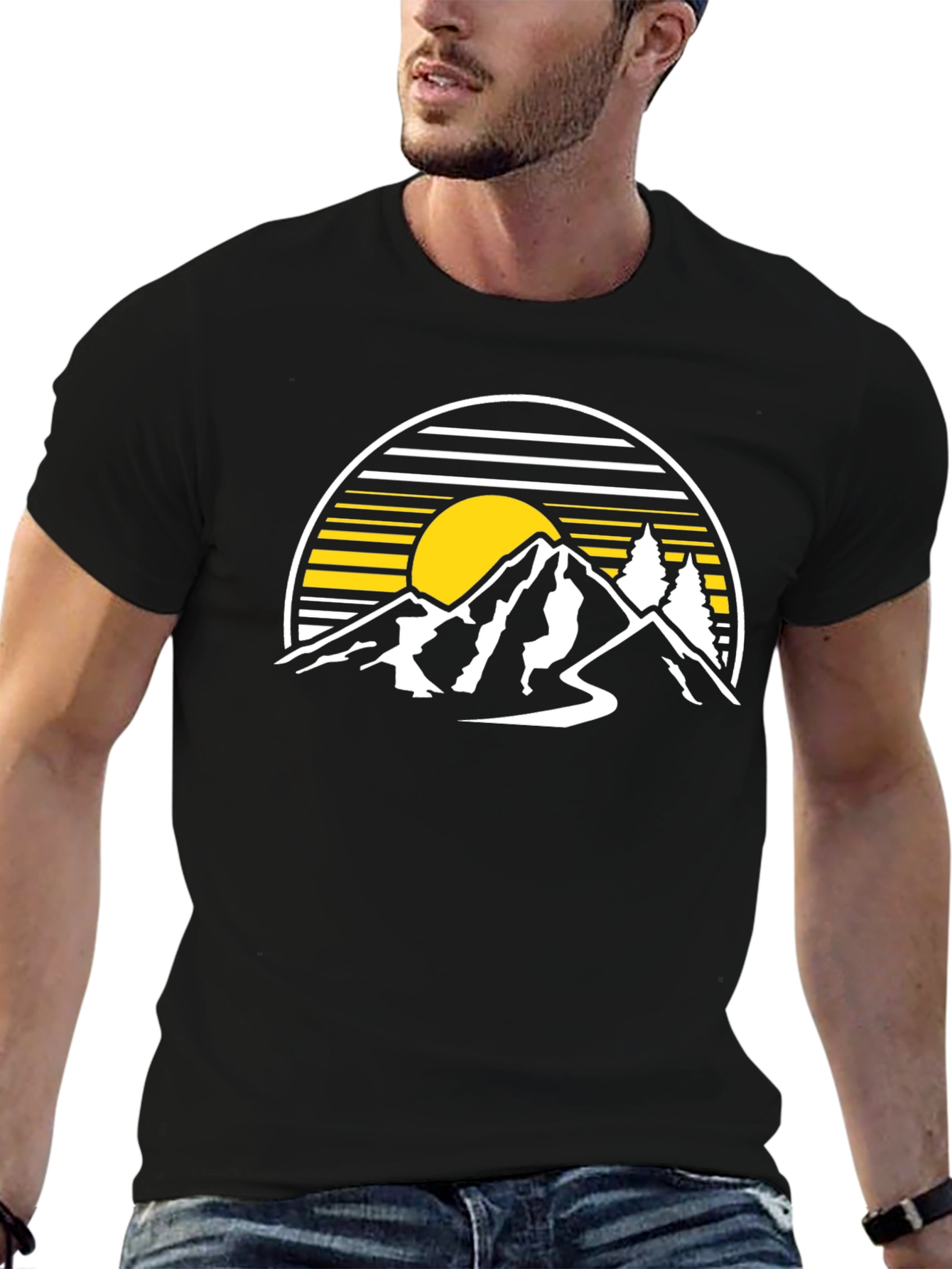 Mountain Sunset Graphic Tee - Black
