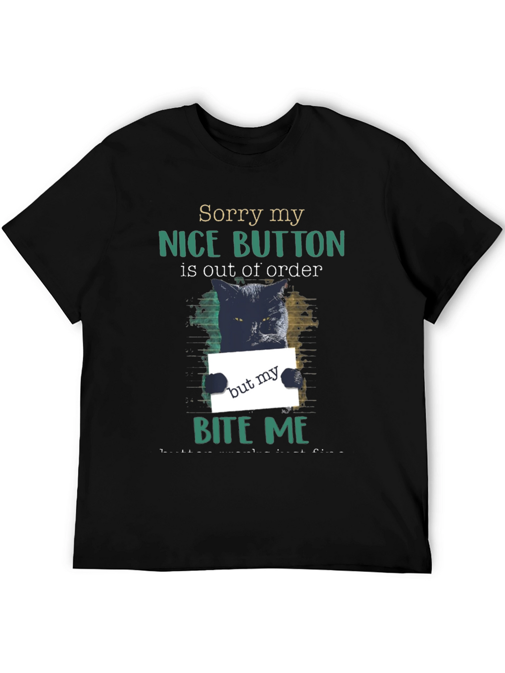 Funny Cat Bite Me Graphic T-Shirt