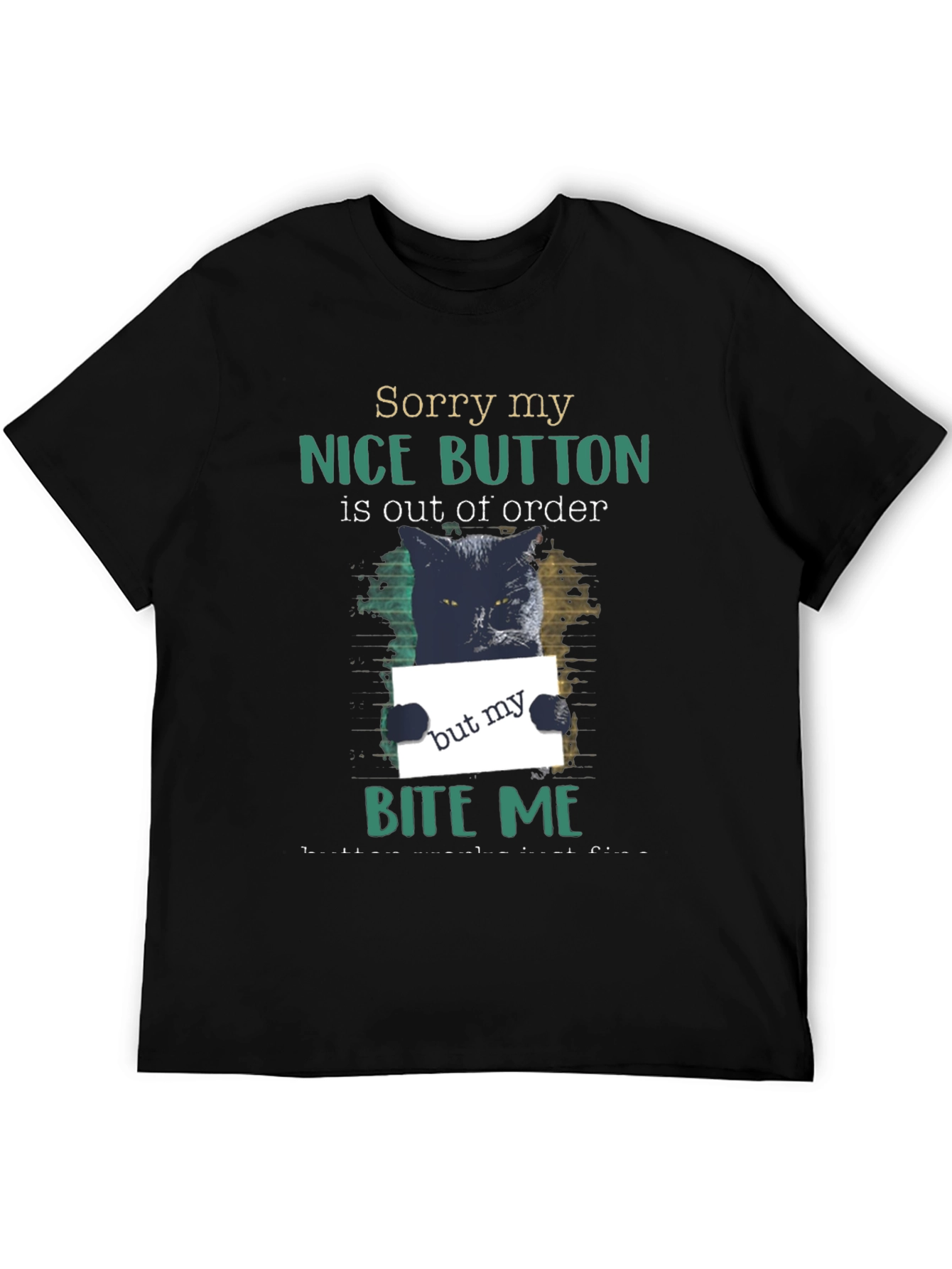 Funny Cat Bite Me Graphic T-Shirt