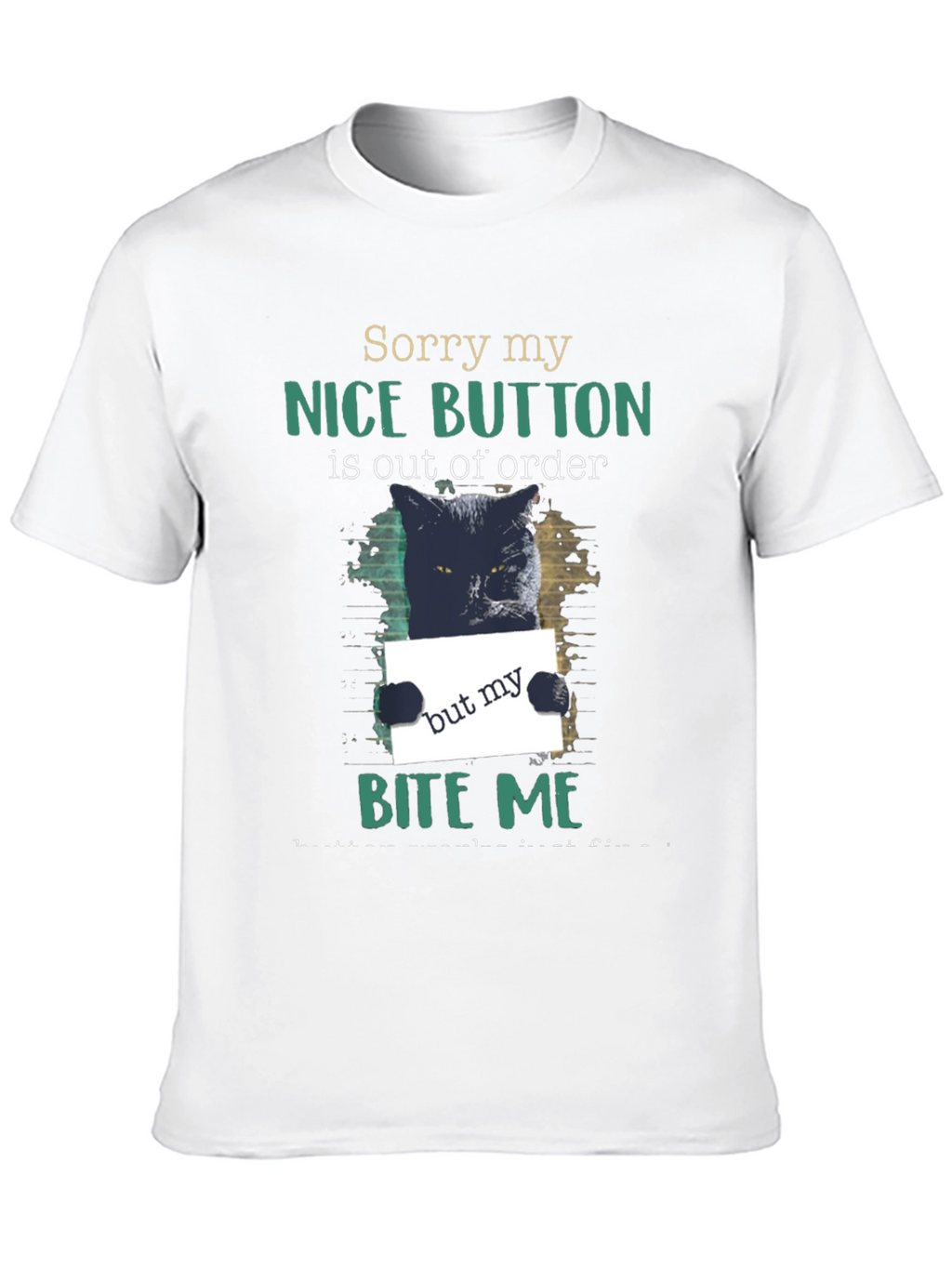 Funny Cat Bite Me Graphic T-Shirt