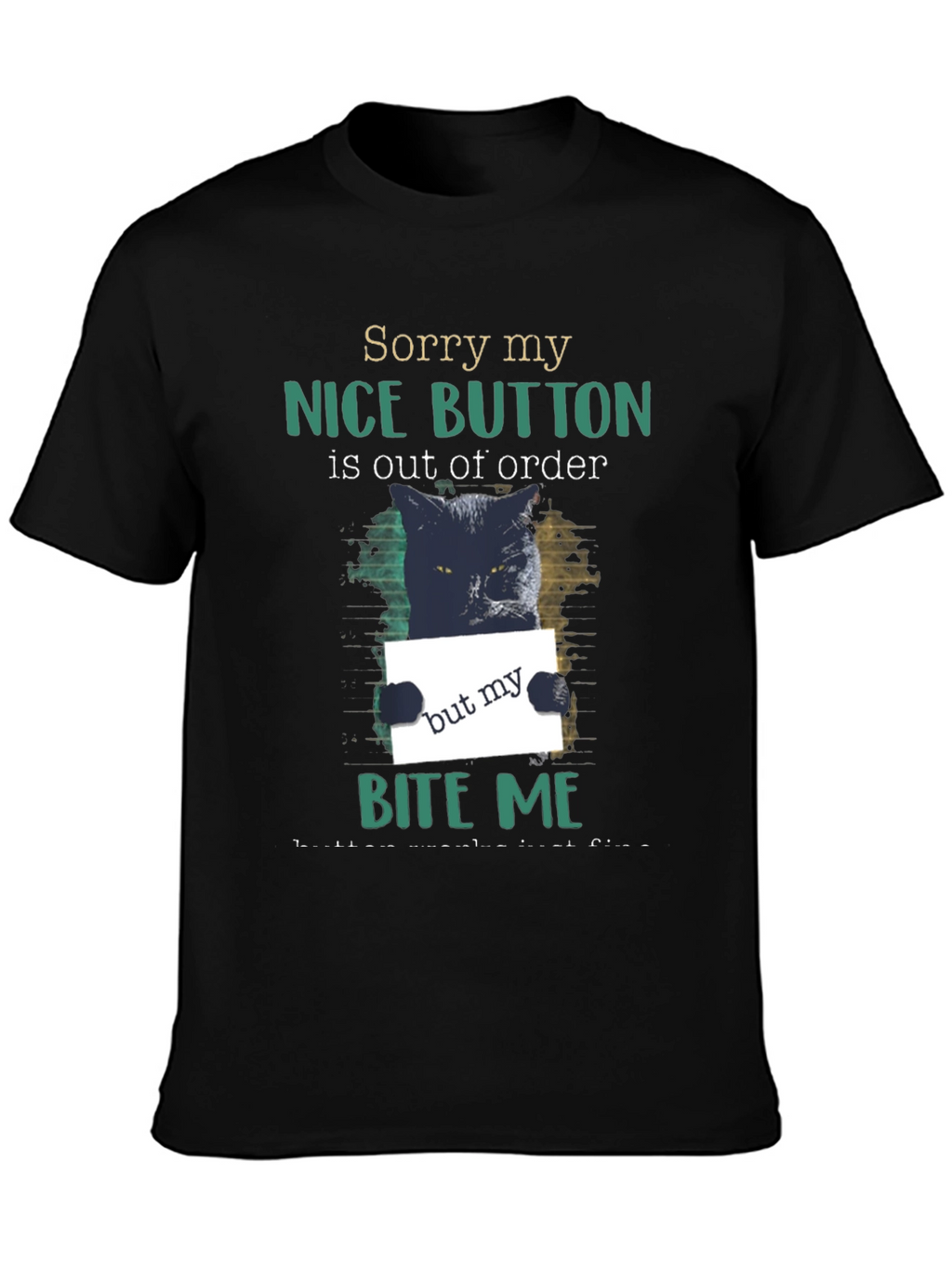 Funny Cat Bite Me Graphic T-Shirt