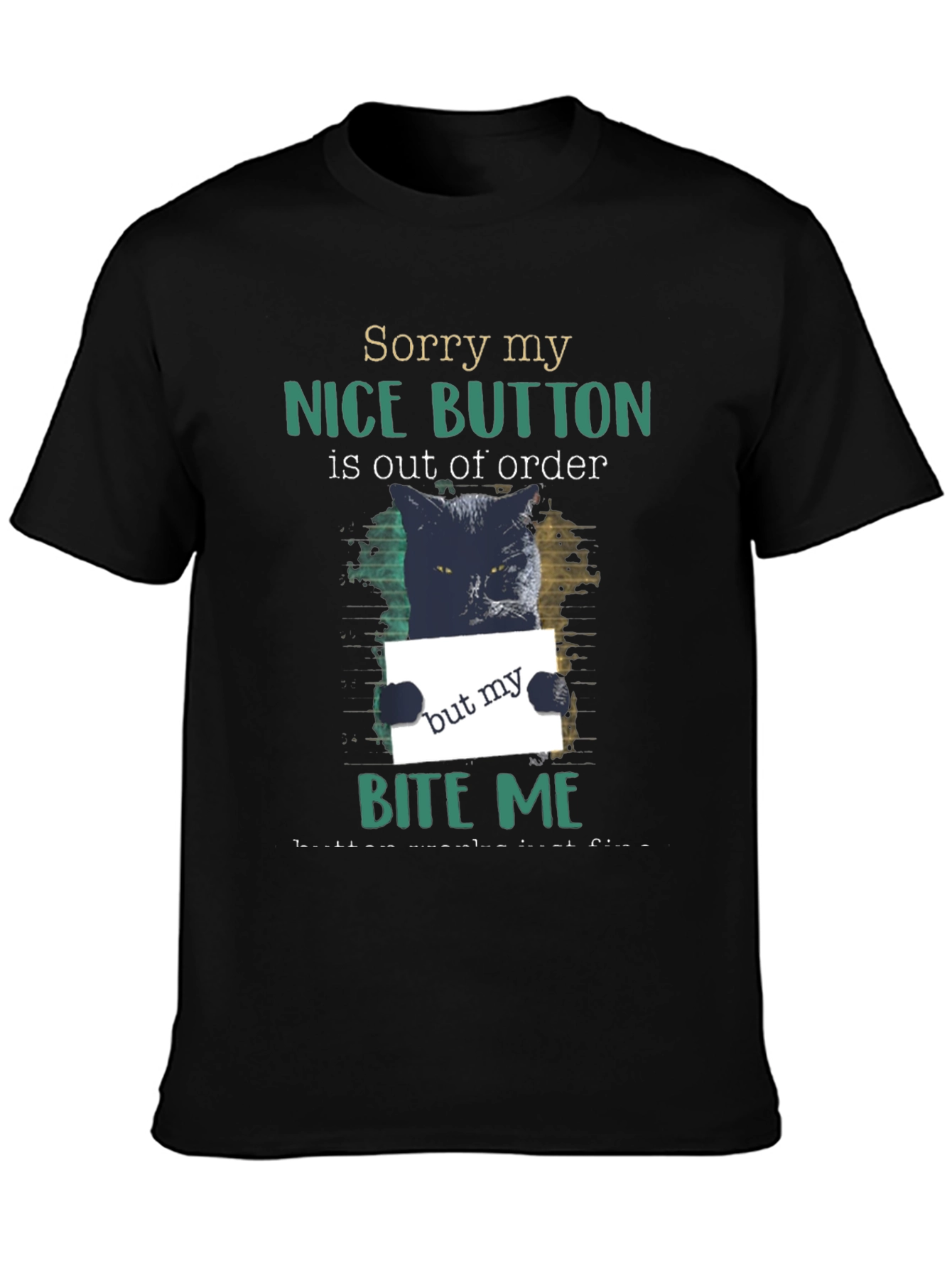 Funny Cat Bite Me Graphic T-Shirt