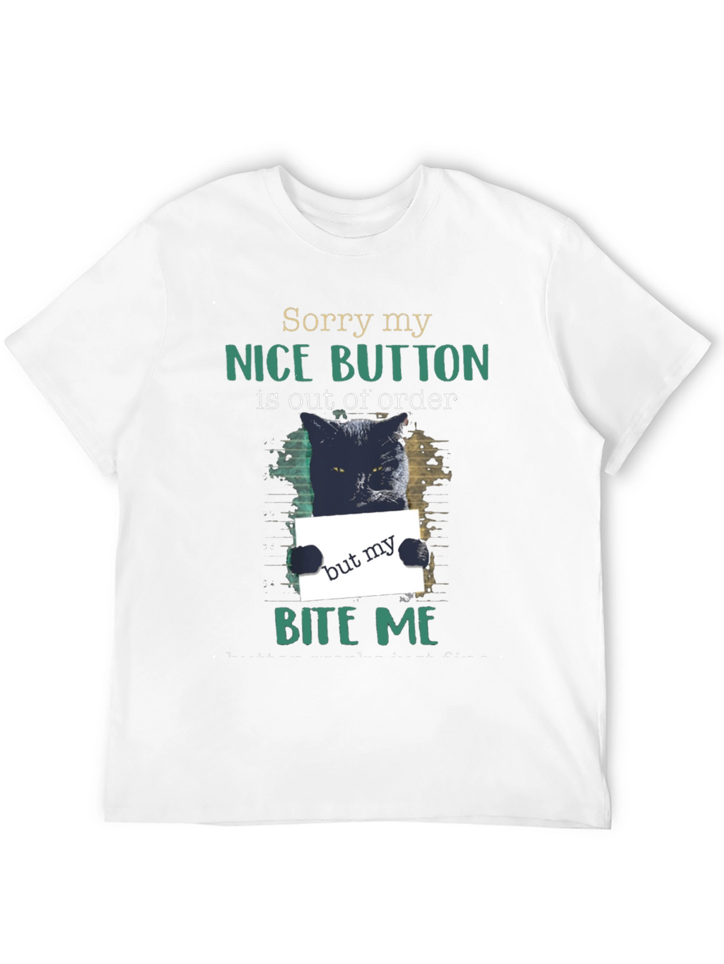Funny Cat Bite Me Graphic T-Shirt