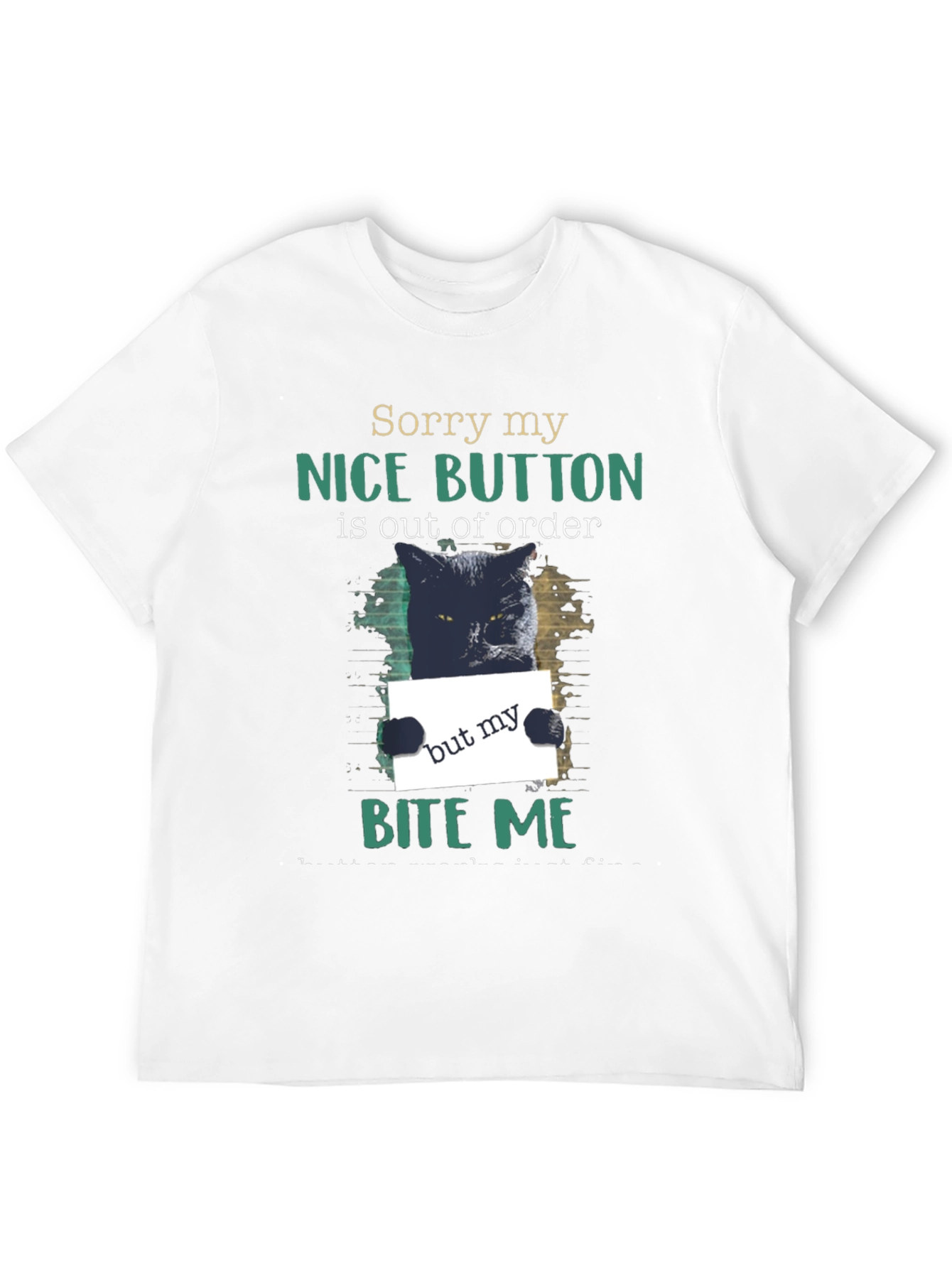 Funny Cat Bite Me Graphic T-Shirt