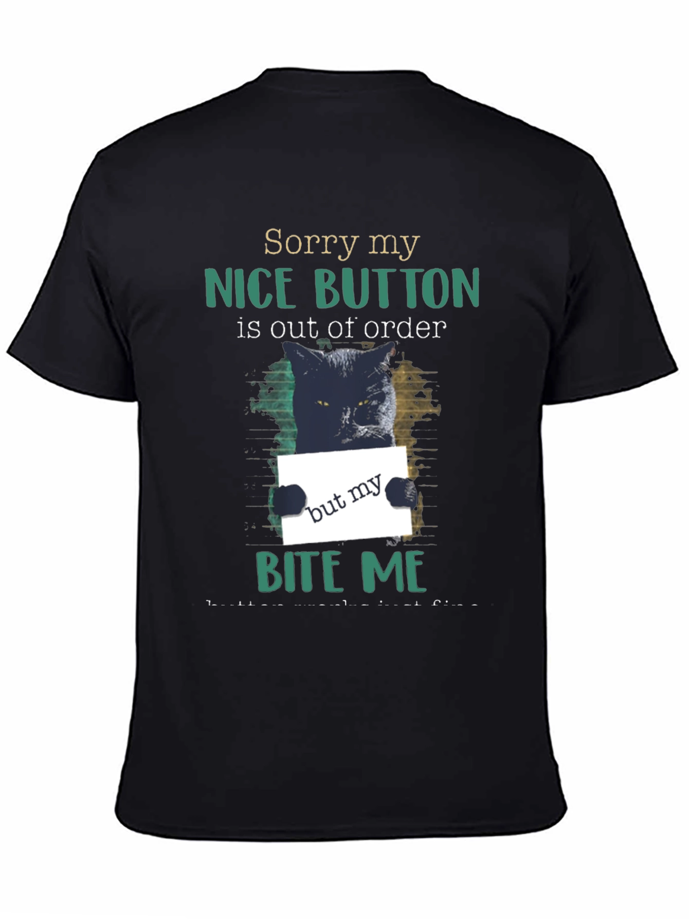 Funny Cat Bite Me Graphic T-Shirt