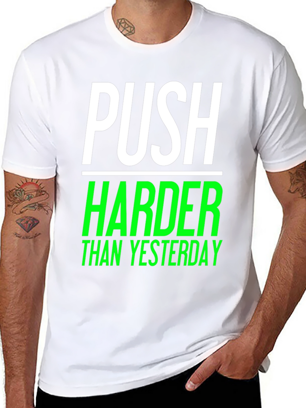 Push Harder Than Yesterday Black Graphic Tee