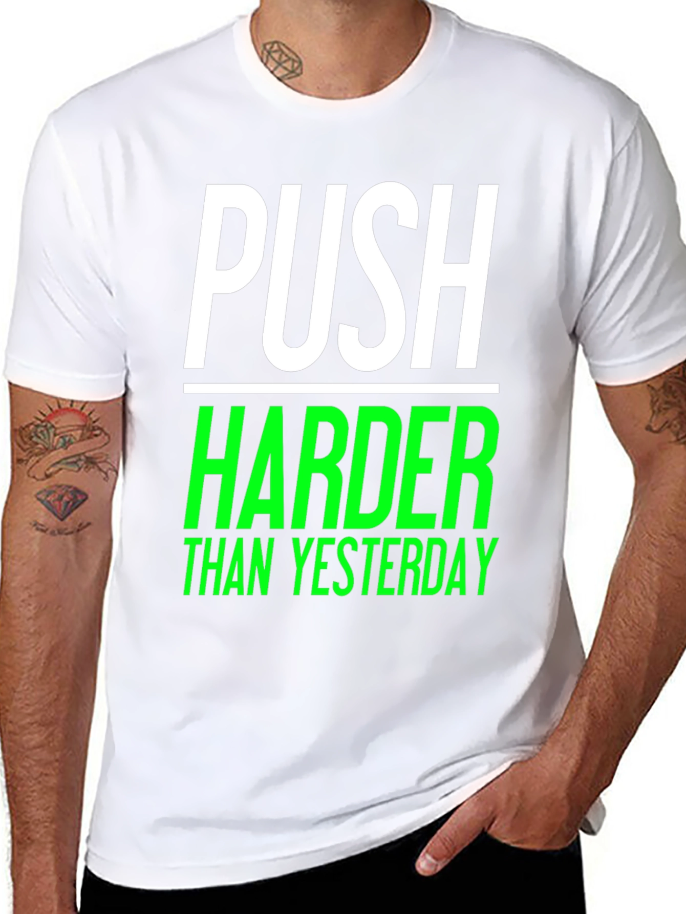 Push Harder Than Yesterday Black Graphic Tee