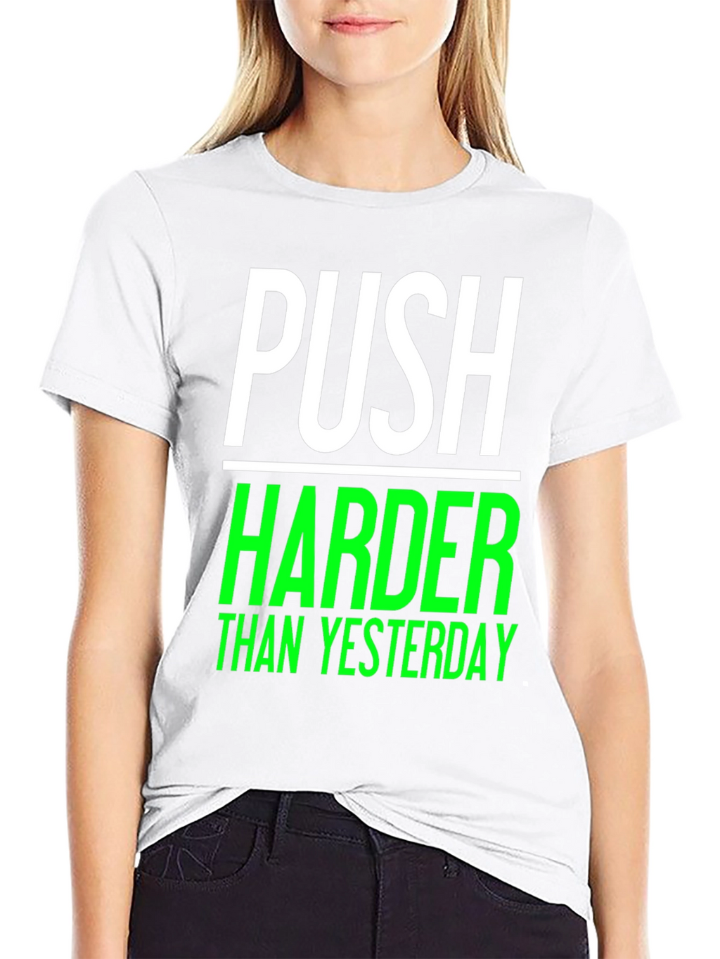 Push Harder Than Yesterday Black Graphic Tee