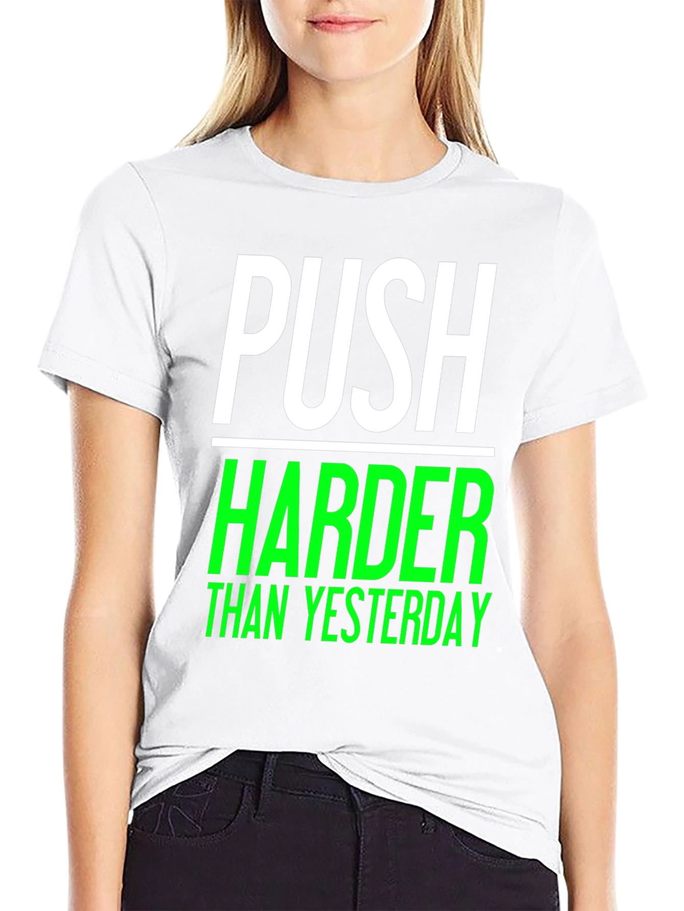 Push Harder Than Yesterday Black Graphic Tee