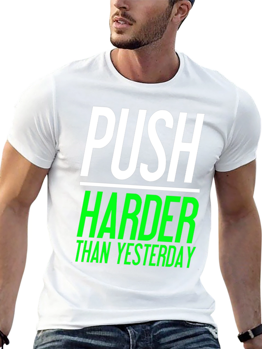 Push Harder Than Yesterday Black Graphic Tee