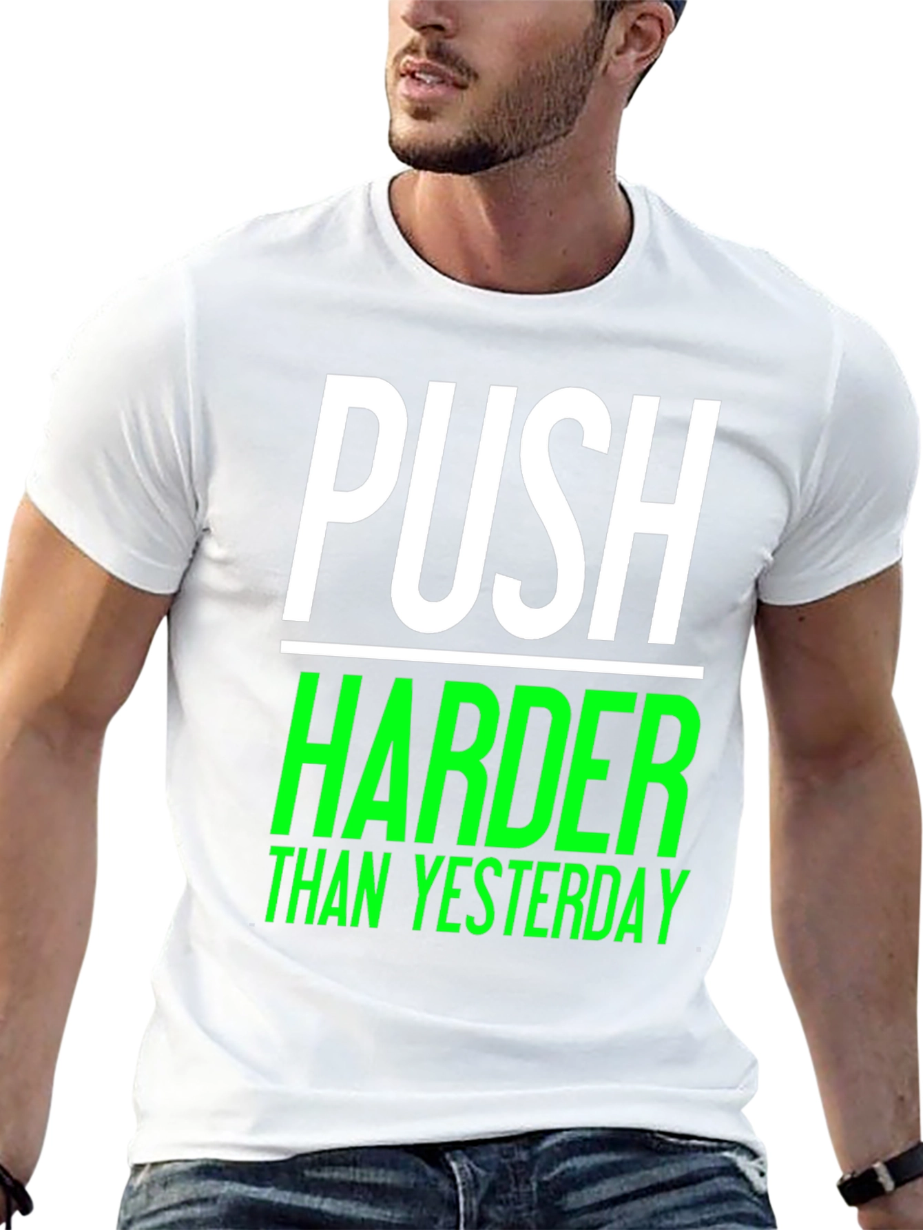 Push Harder Than Yesterday Black Graphic Tee