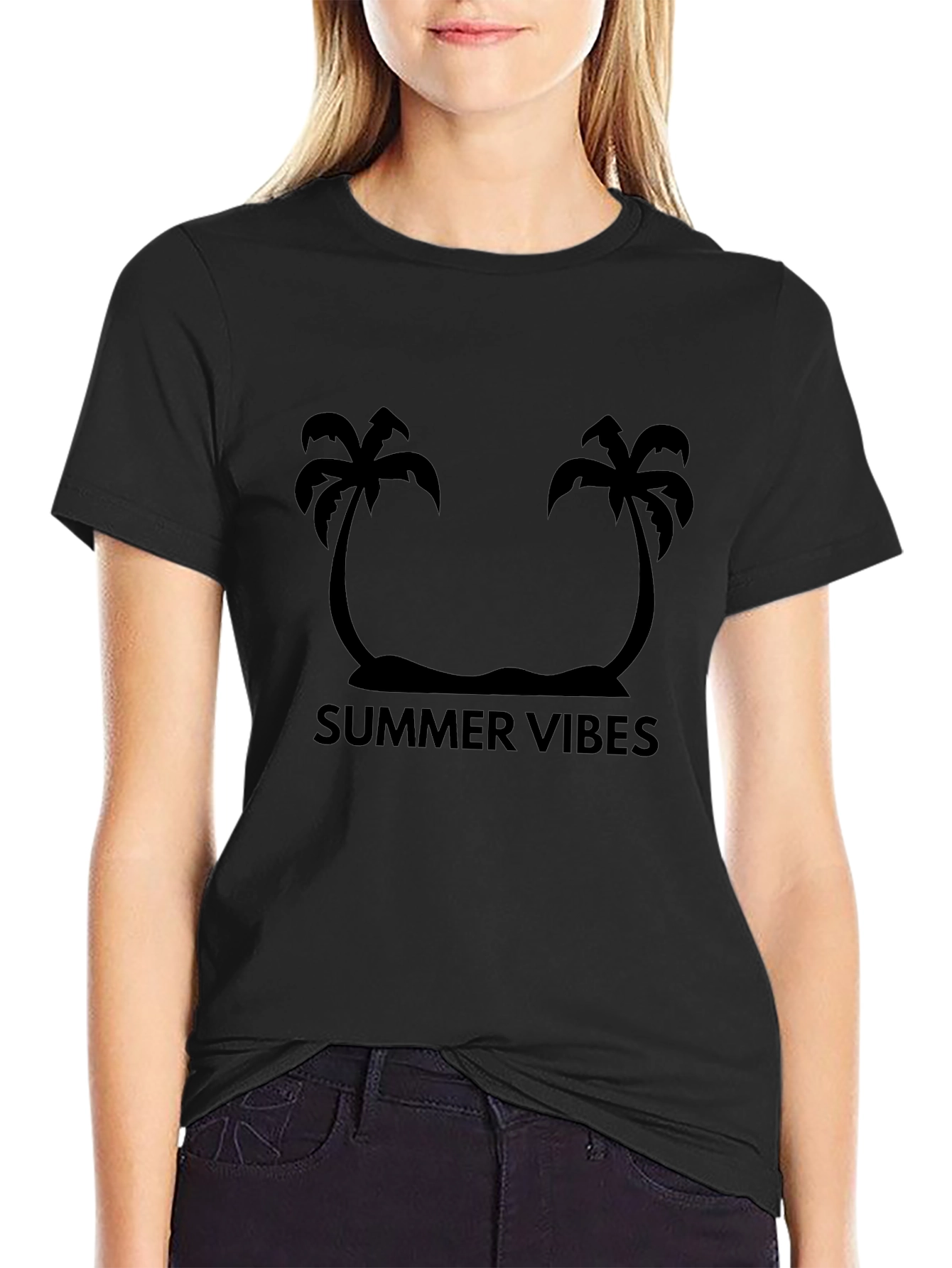 Summer Vibes Black Graphic Tee